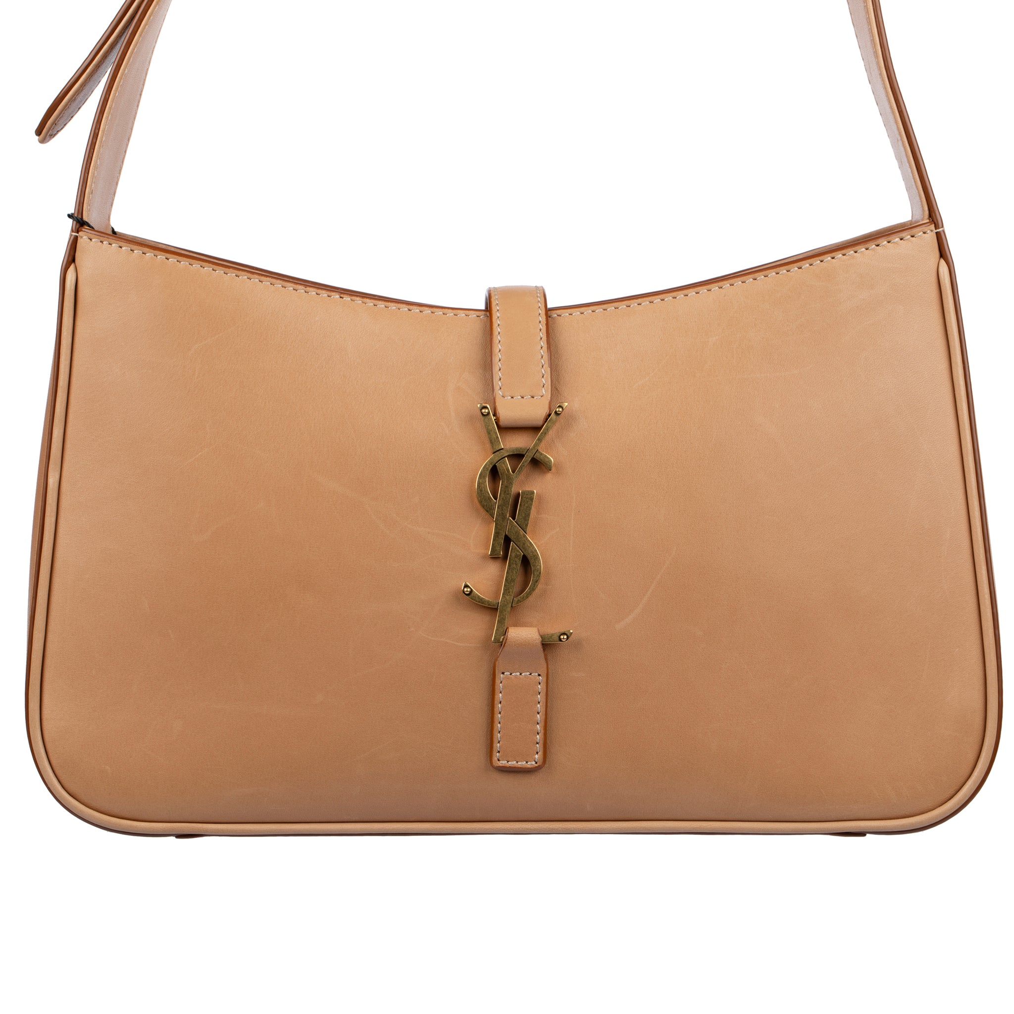 Yves Saint Laurent Le 5 à 7 Hobo Bag Smooth Tan Leather Gold Tone Hardware