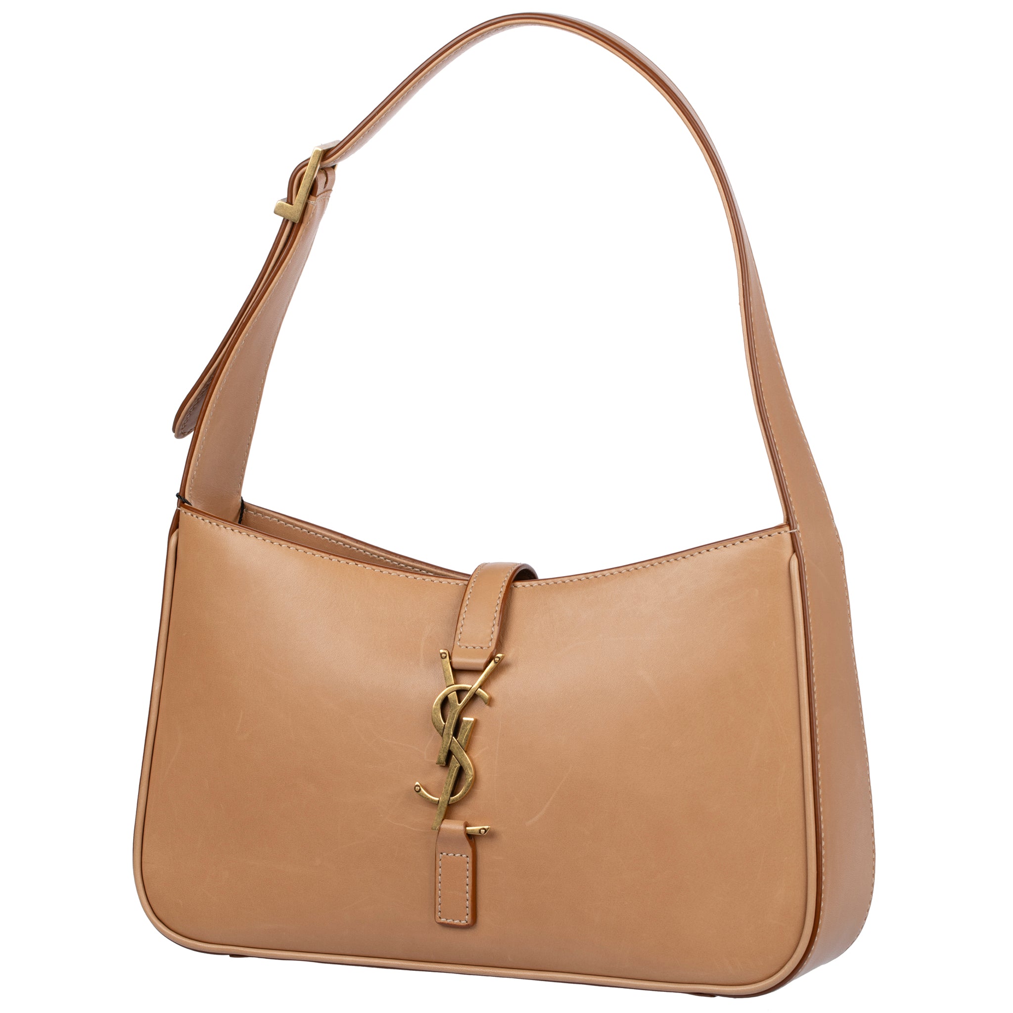 Yves Saint Laurent Le 5 à 7 Hobo Bag Smooth Tan Leather Gold Tone Hardware