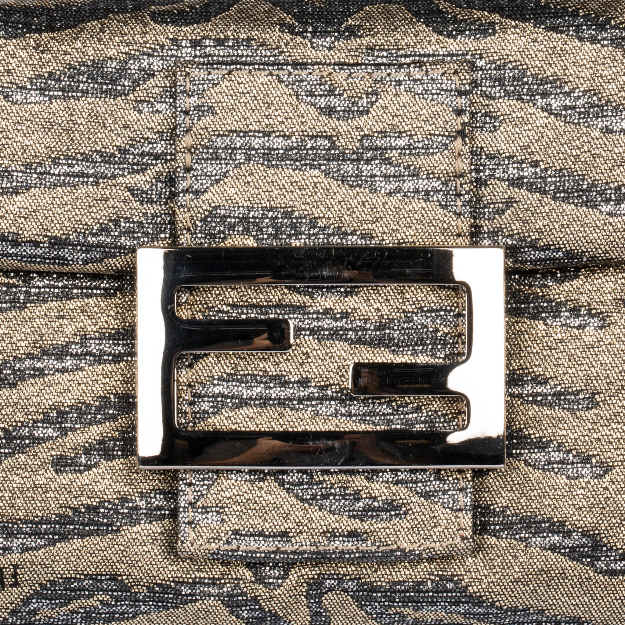 Fendi Micro Baguette Clutch Metallic Gold Zebra Pattern