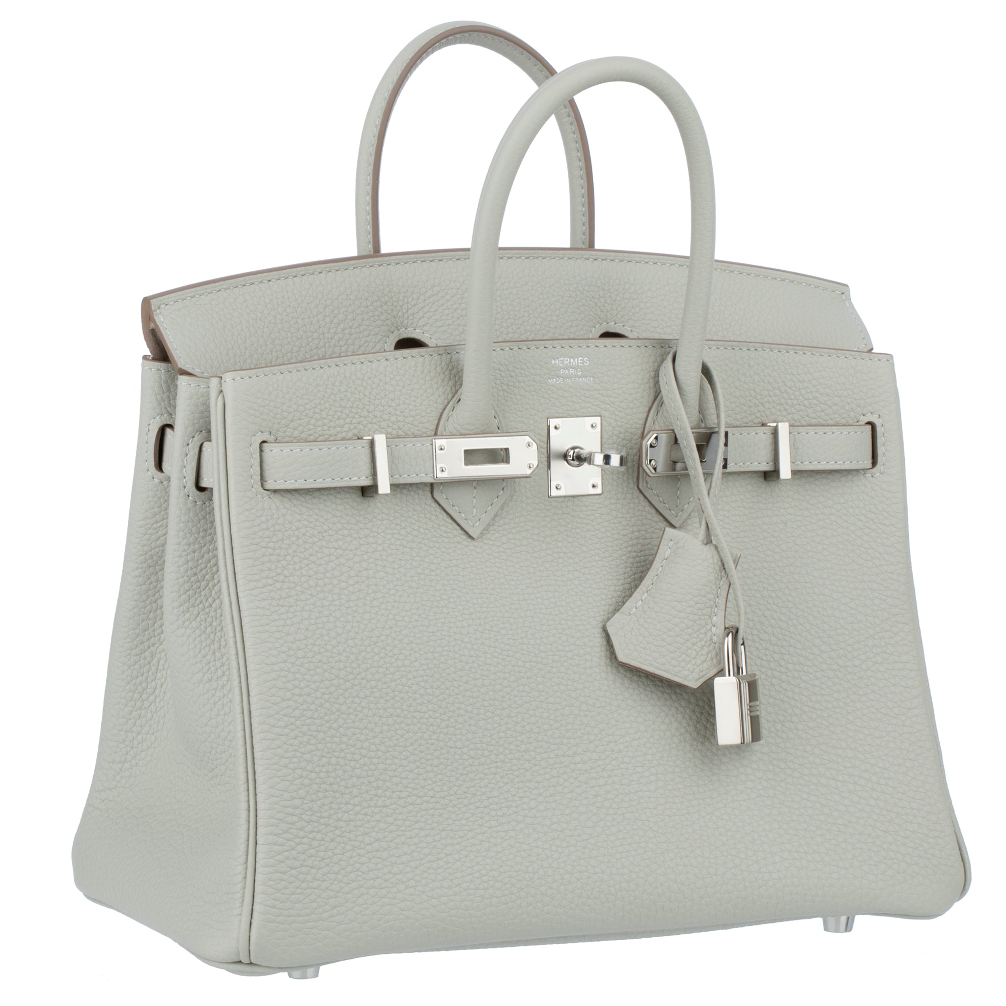 Hermes Birkin 25cm Verso Gris Pearl & Nata Togo Leather Palladium Hardware