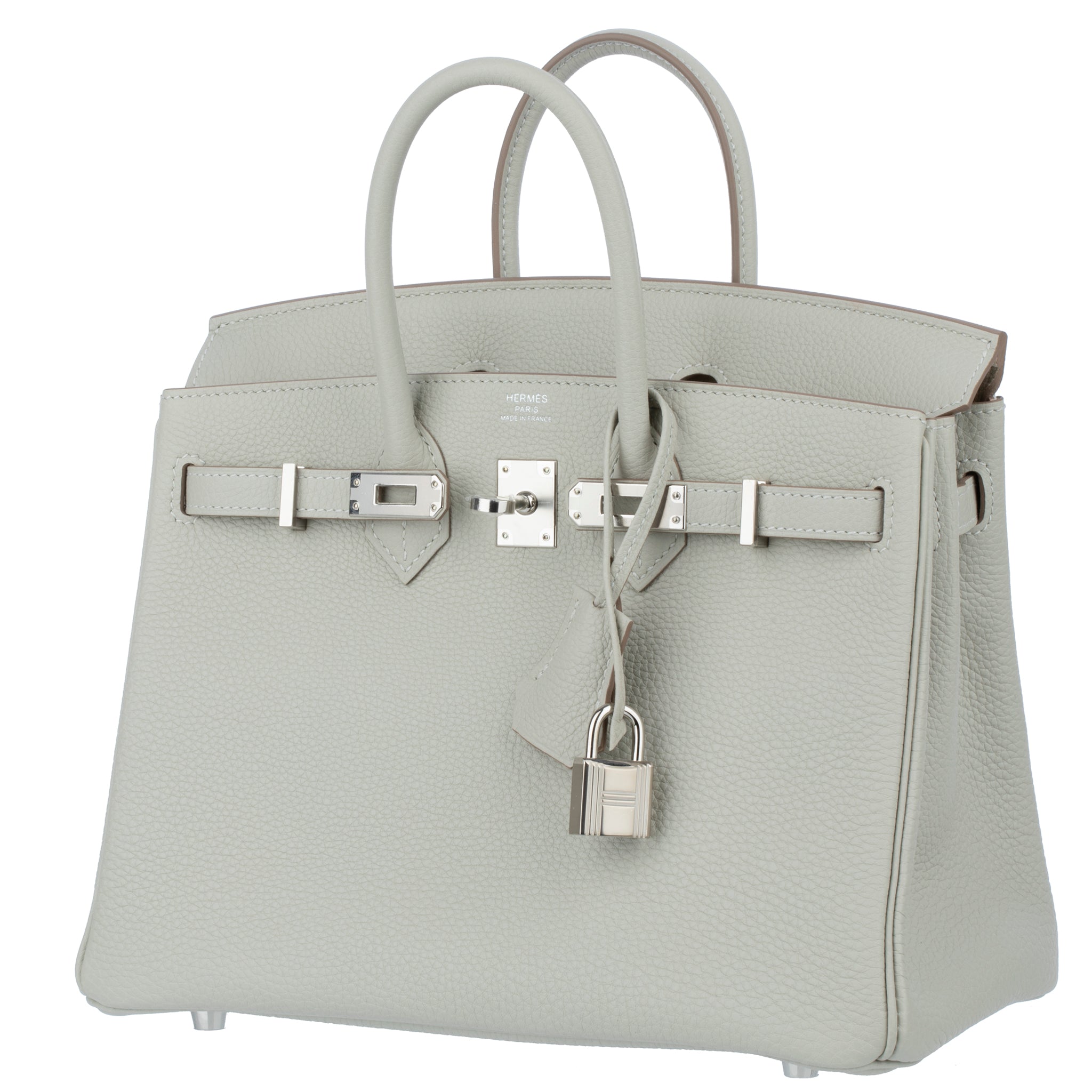 Hermes Birkin 25cm Verso Gris Pearl & Nata Togo Leather Palladium Hardware