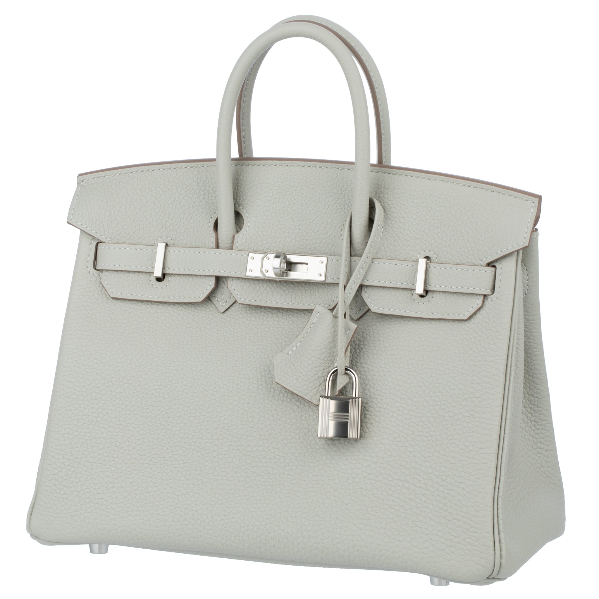 Hermes Birkin 25cm Verso Gris Pearl & Nata Togo Leather Palladium Hardware