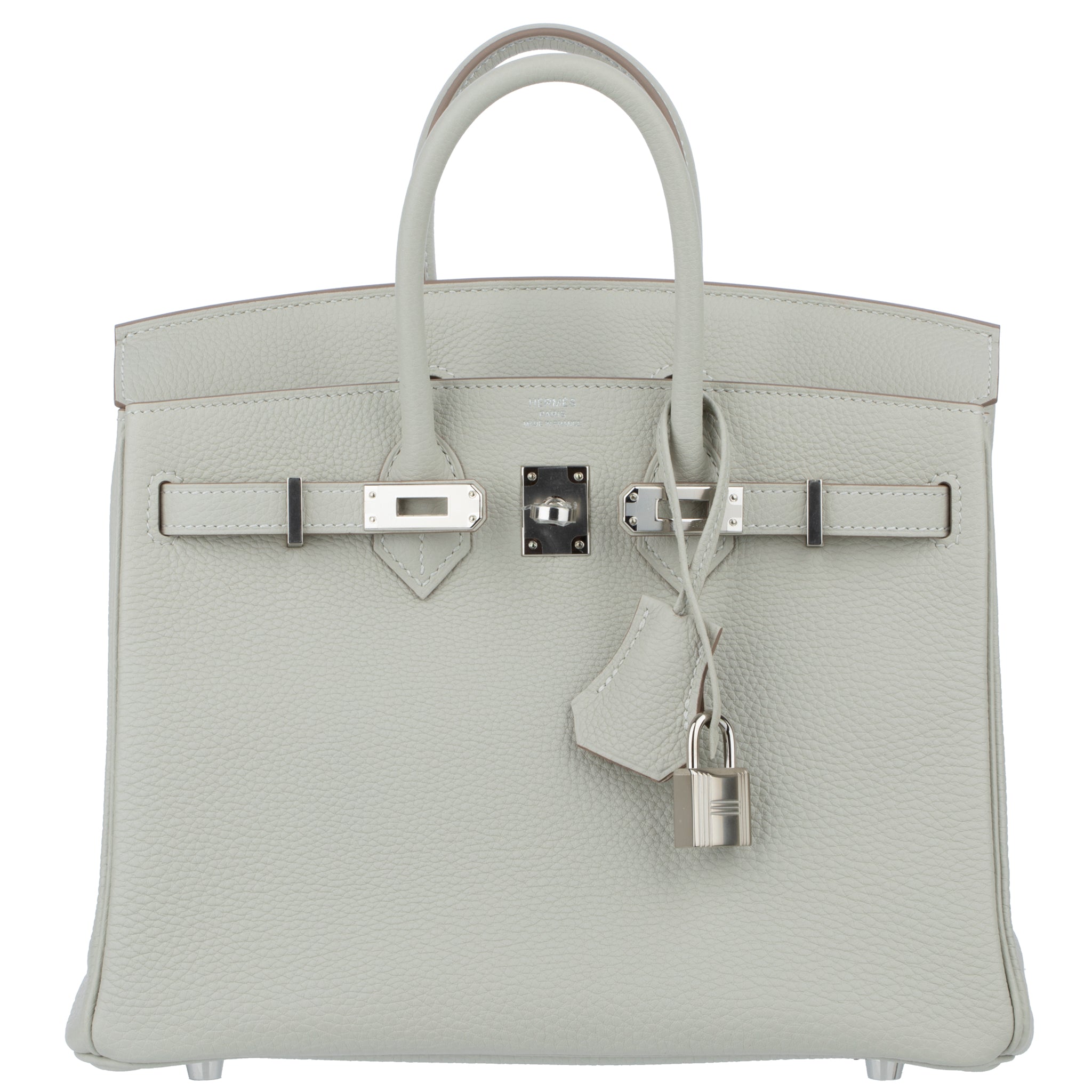 Hermes Birkin 25cm Verso Gris Pearl & Nata Togo Leather Palladium Hardware