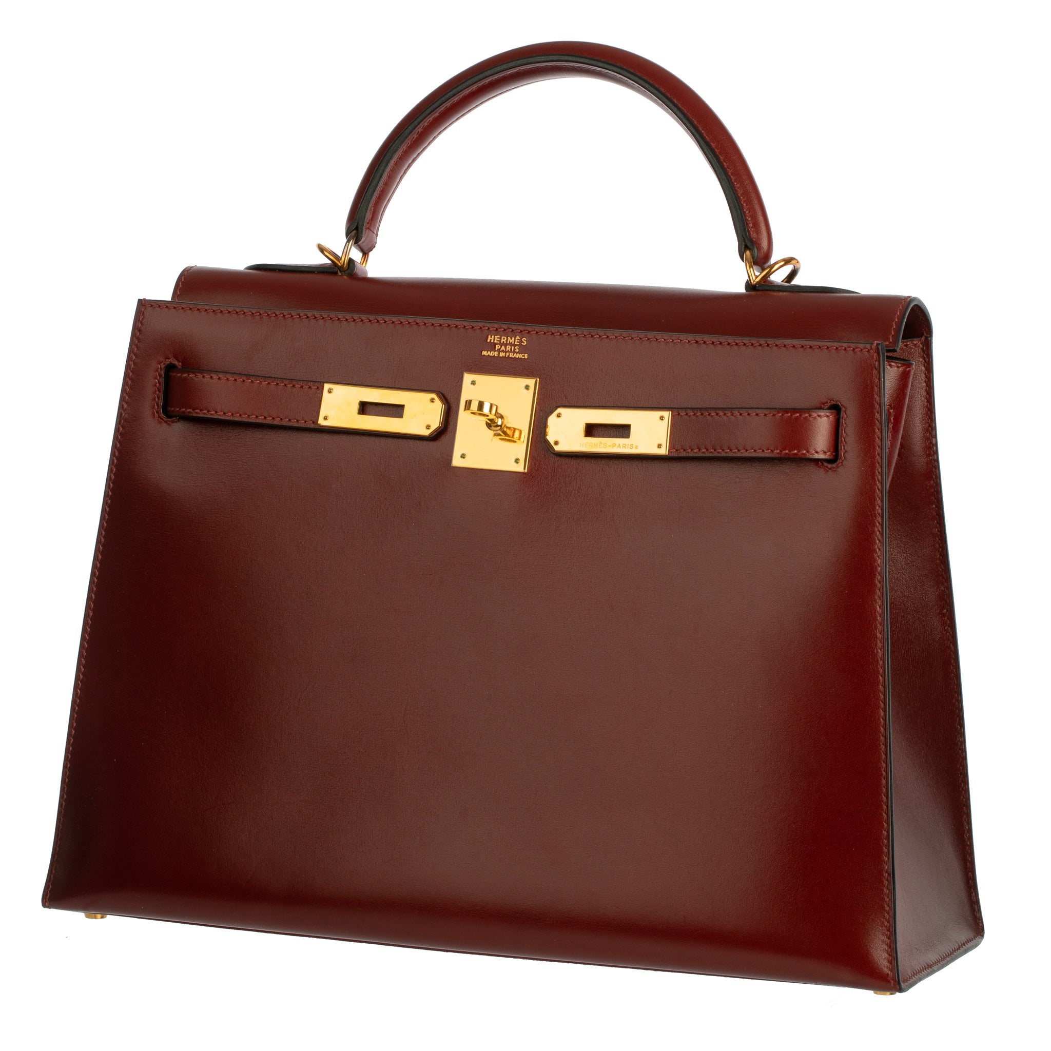 Hermes Vintage Kelly 32cm Rouge H Box Leather Gold Hardware