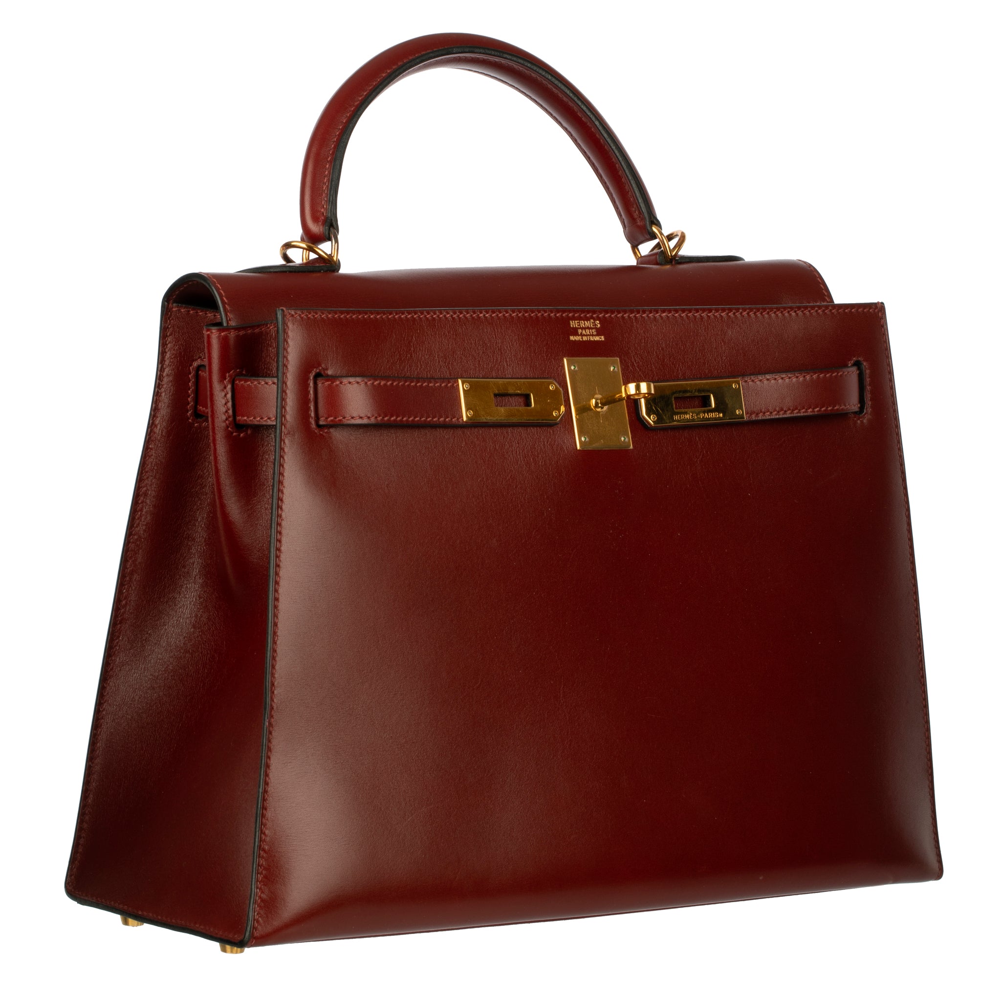 Hermes Vintage Kelly 32cm Rouge H Box Leather Gold Hardware