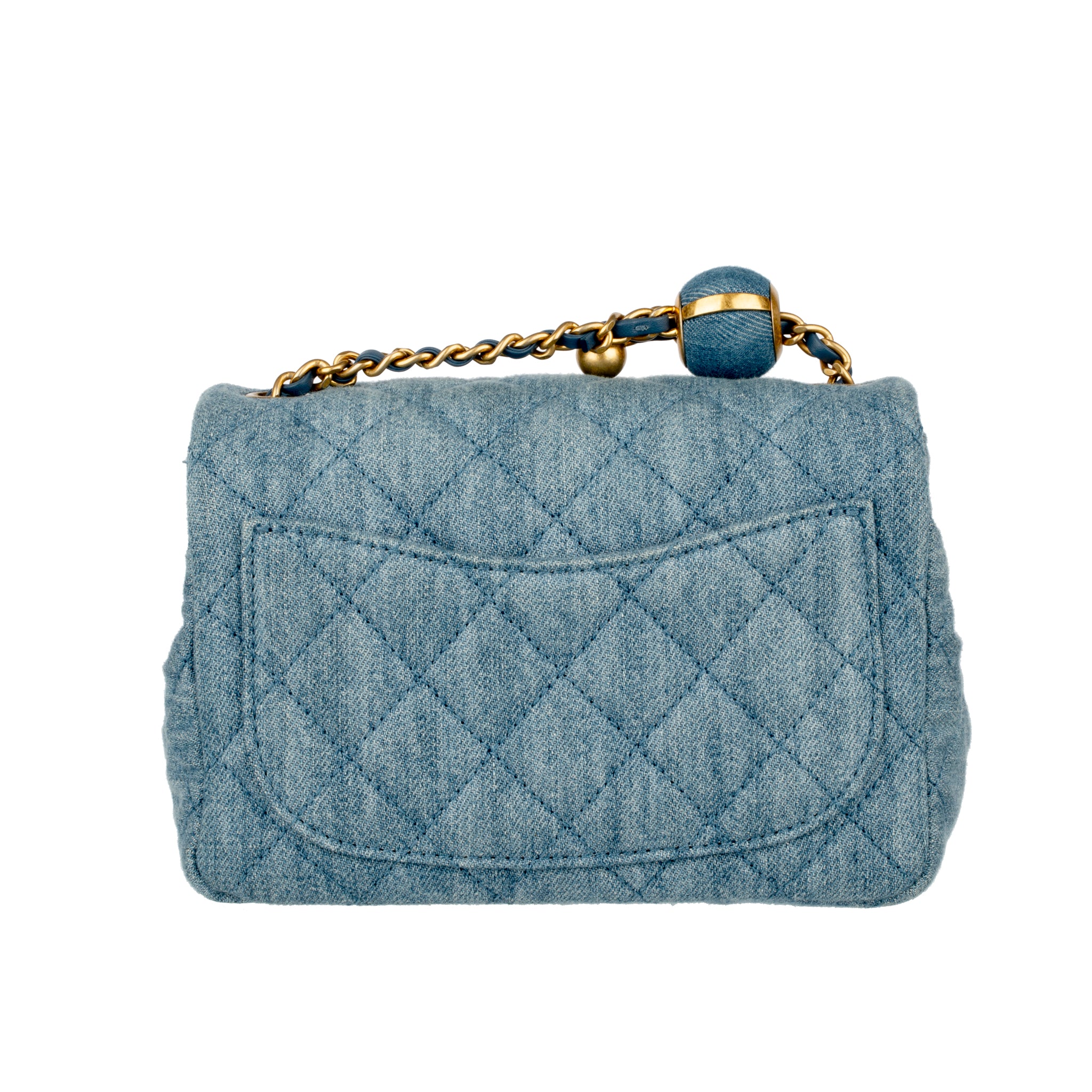 Chanel Pearl Crush Mini Square Flap Bag Denim Gold Hardware