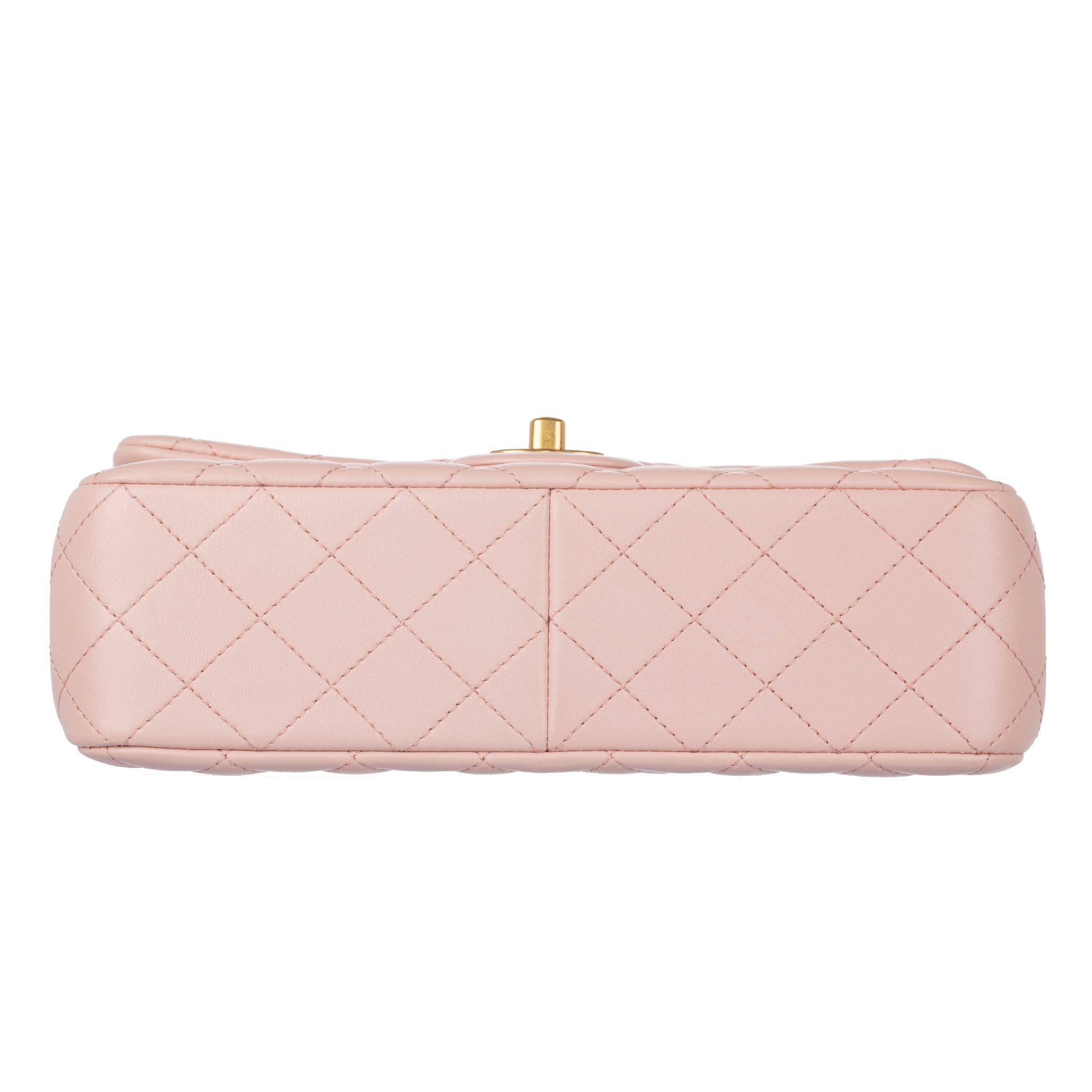 Chanel Single Classic Flap Bag Pink Lambskin Leather Gold Tone Hardware