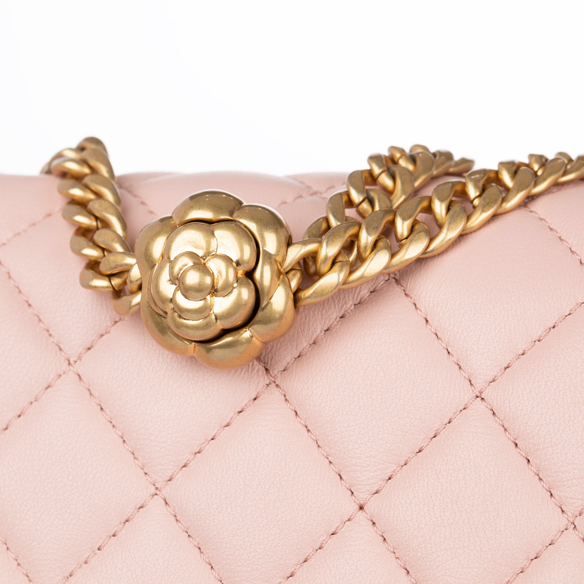 Chanel Single Classic Flap Bag Pink Lambskin Leather Gold Tone Hardware