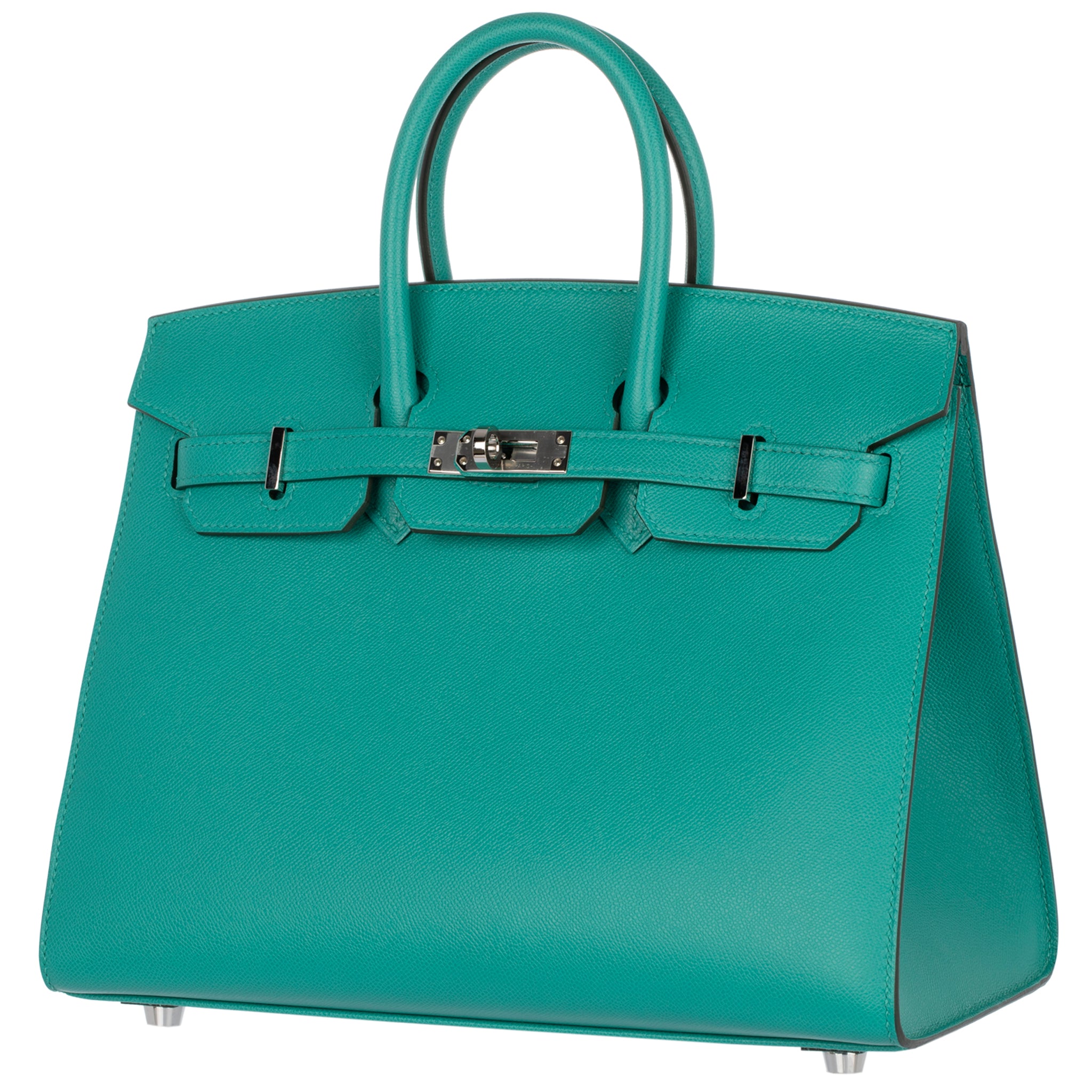 Hermes Birkin 25cm Sellier Vert Verone Veau Madame Leather Palladium Hardware