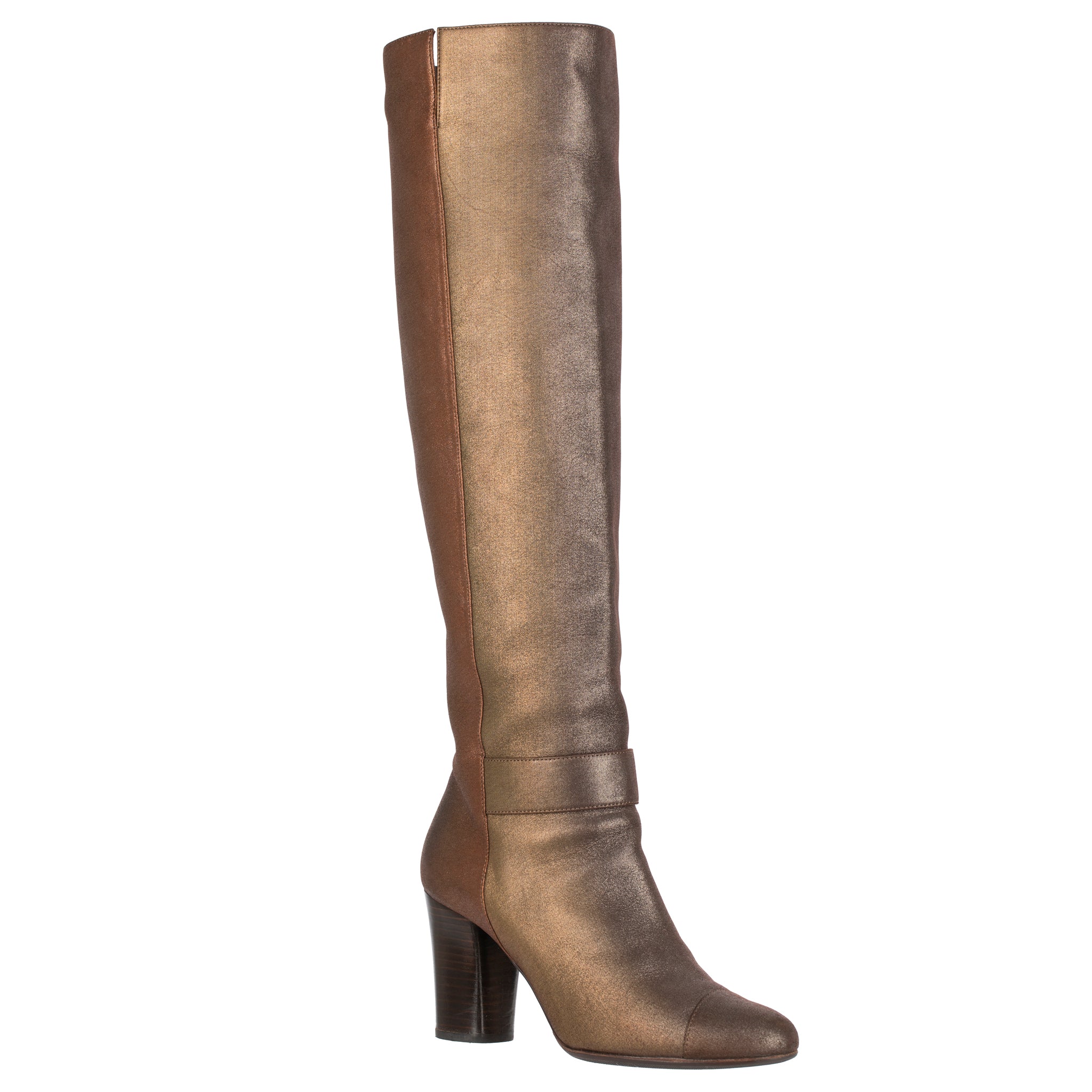 Chanel Metallic Rose Gold & Copper Knee Length High Boots 38 Fr