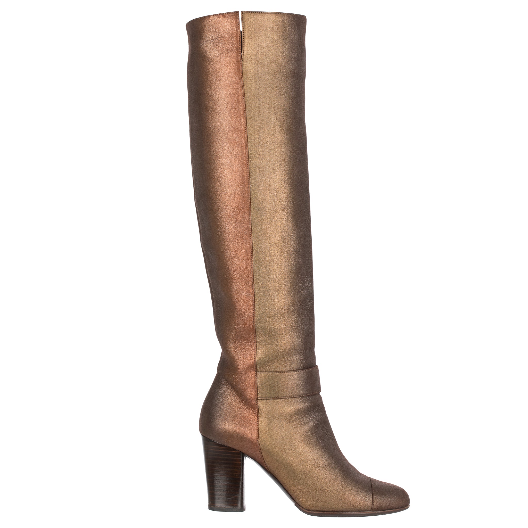 Chanel Metallic Rose Gold & Copper Knee Length High Boots 38 Fr