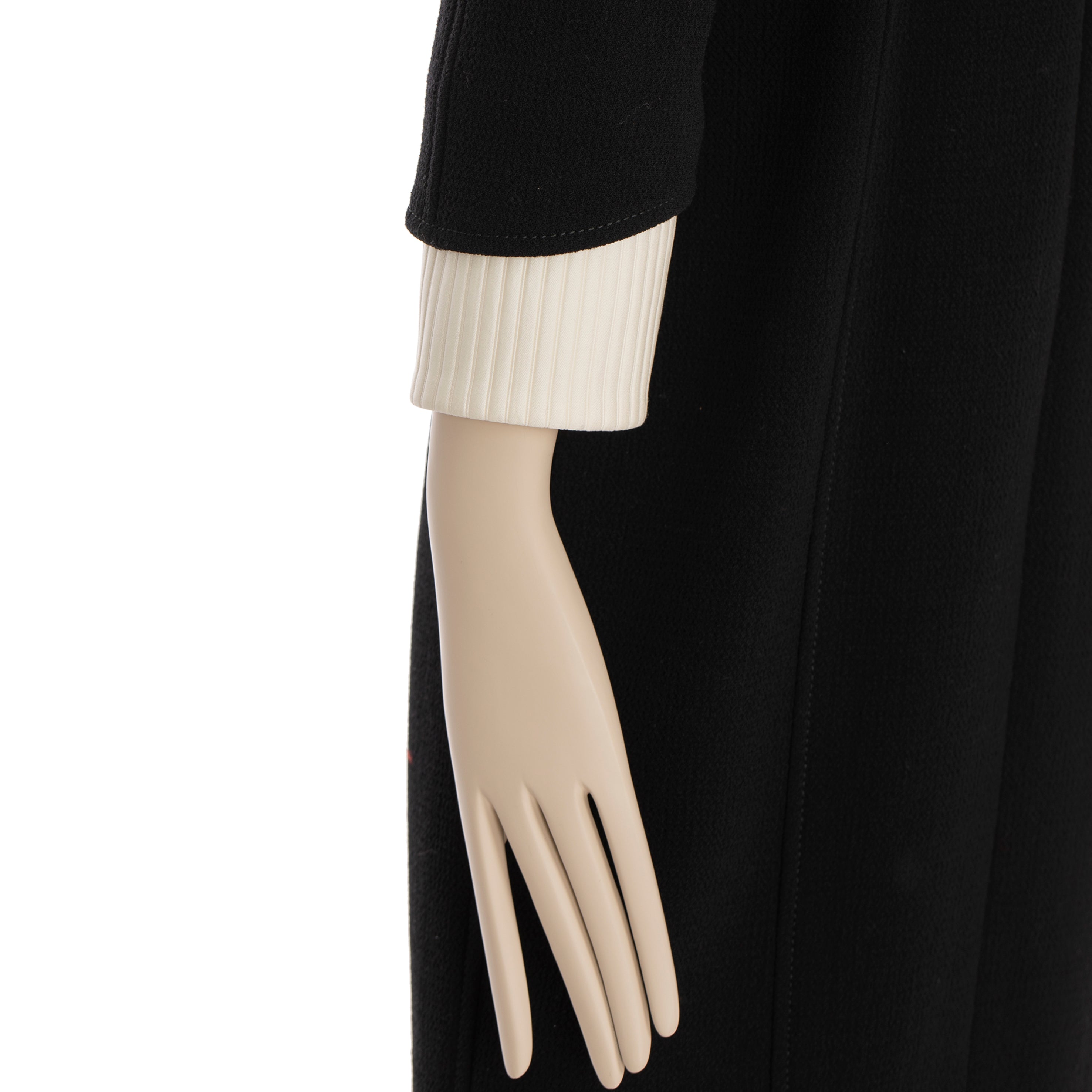 Chanel Long Black Dress With Detachable Collar & Cuff 40 FR