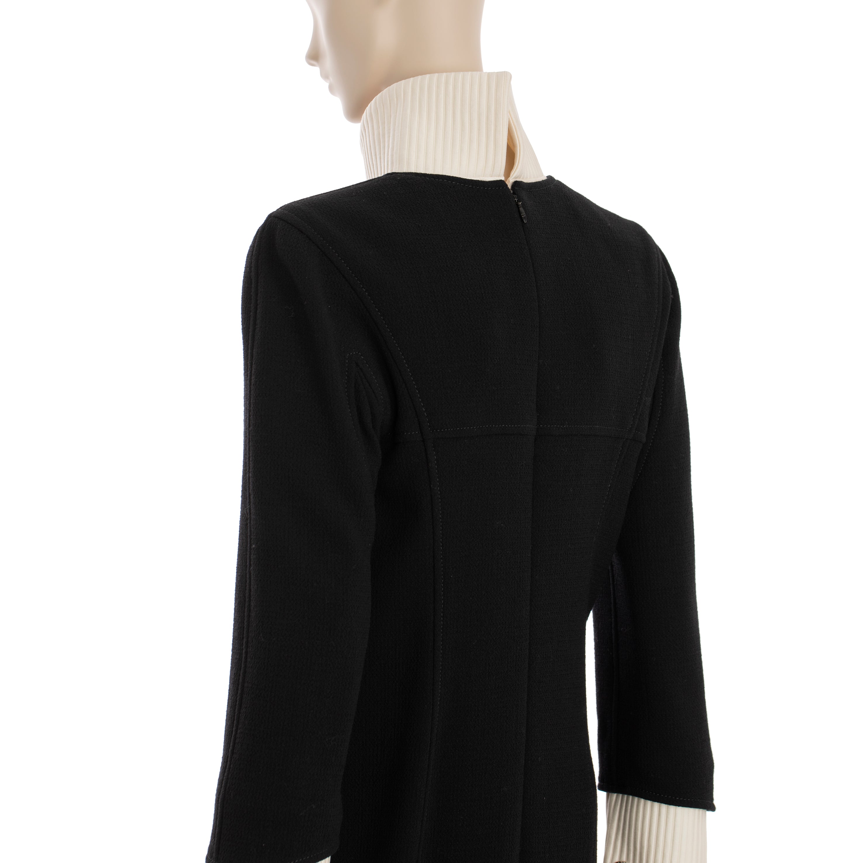 Chanel Long Black Dress With Detachable Collar & Cuff 40 FR