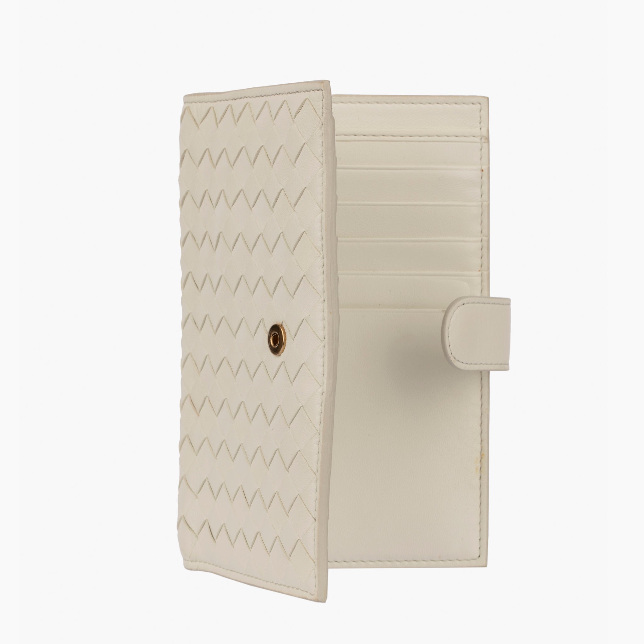 Bottega Veneta Intrecciato Leather Wallet in Ivory