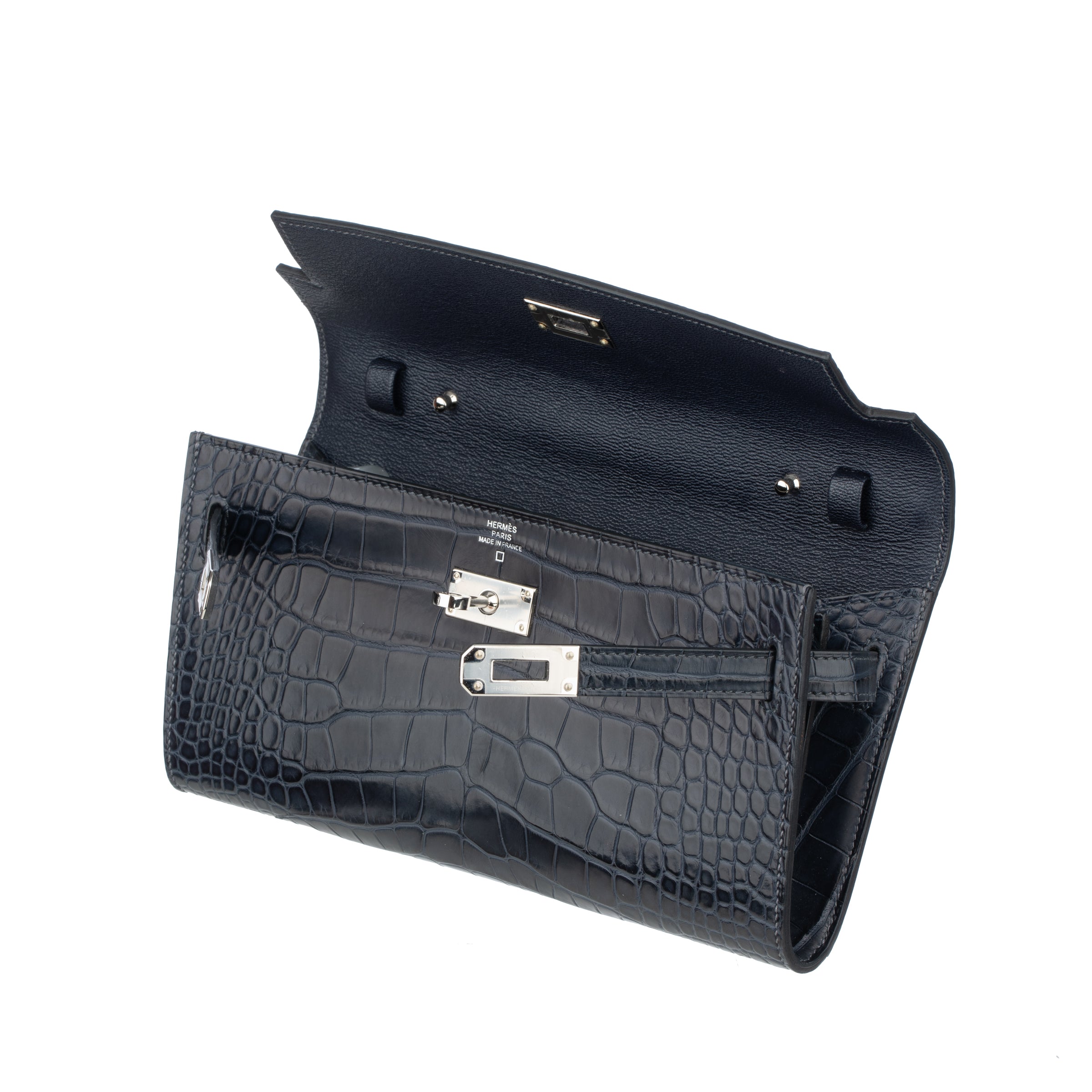 Hermès Kelly-To-Go Wallet Blue Indigo Matte Alligator Palladium Hardware