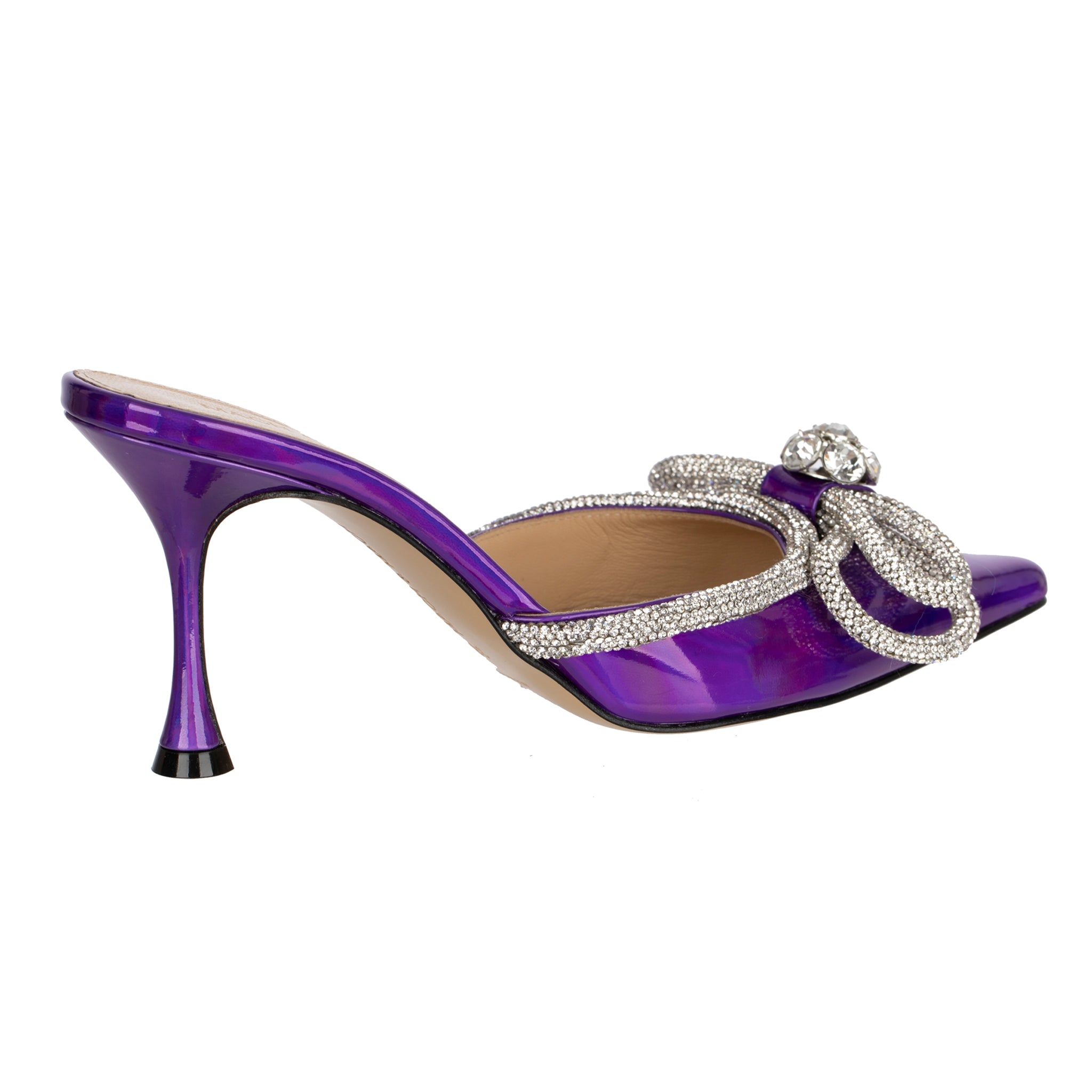 Mach & Mach Kitten Heel Iridescent Purple With Crystal Details 38