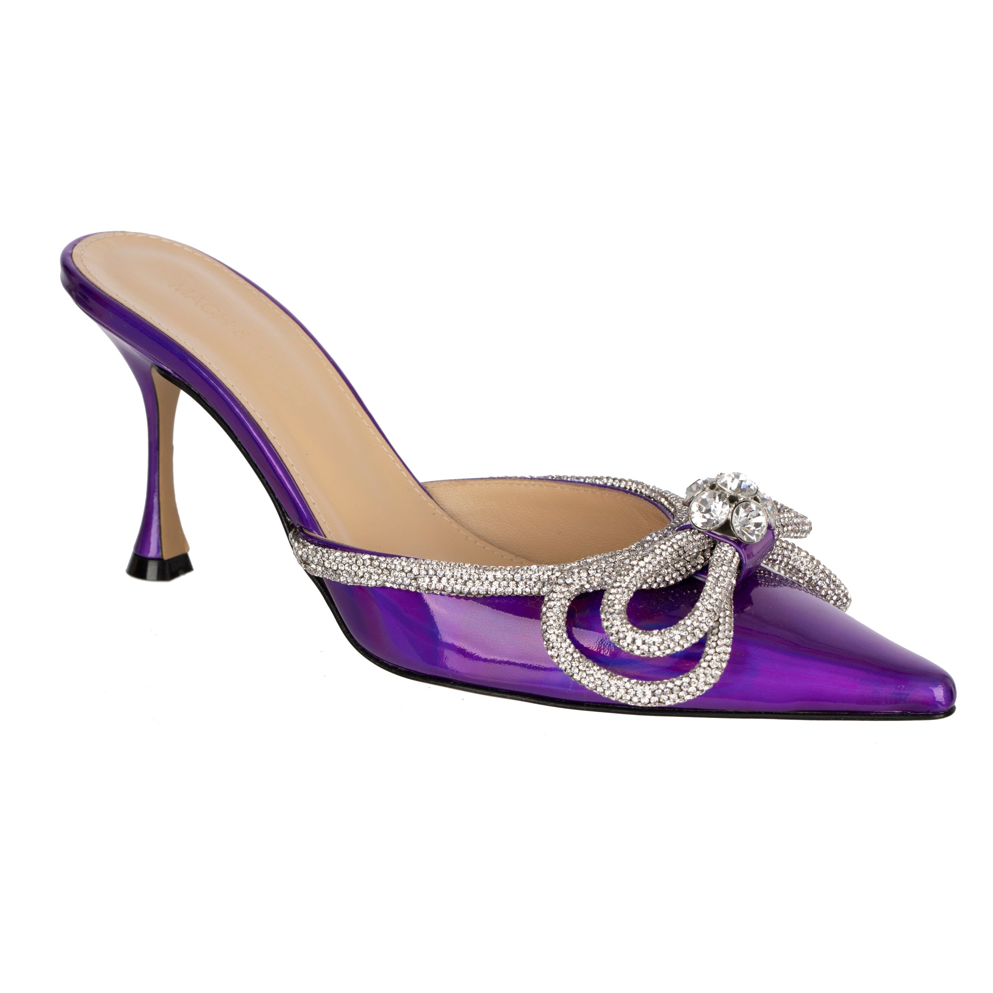 Mach & Mach Kitten Heel Iridescent Purple With Crystal Details 38