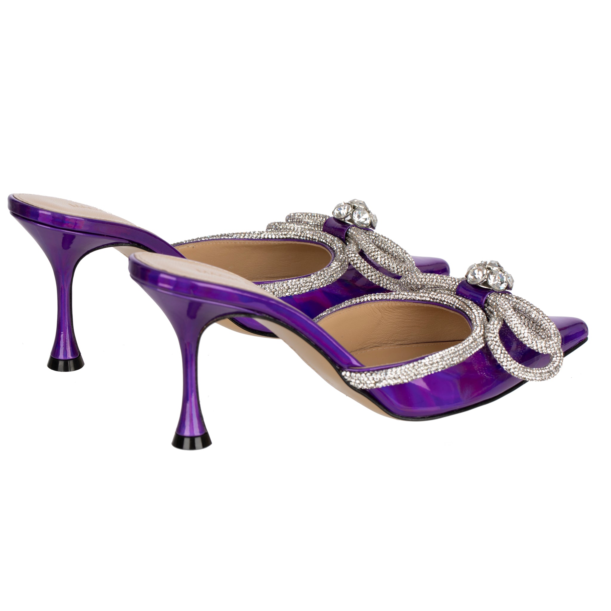 Mach & Mach Kitten Heel Iridescent Purple With Crystal Details 38