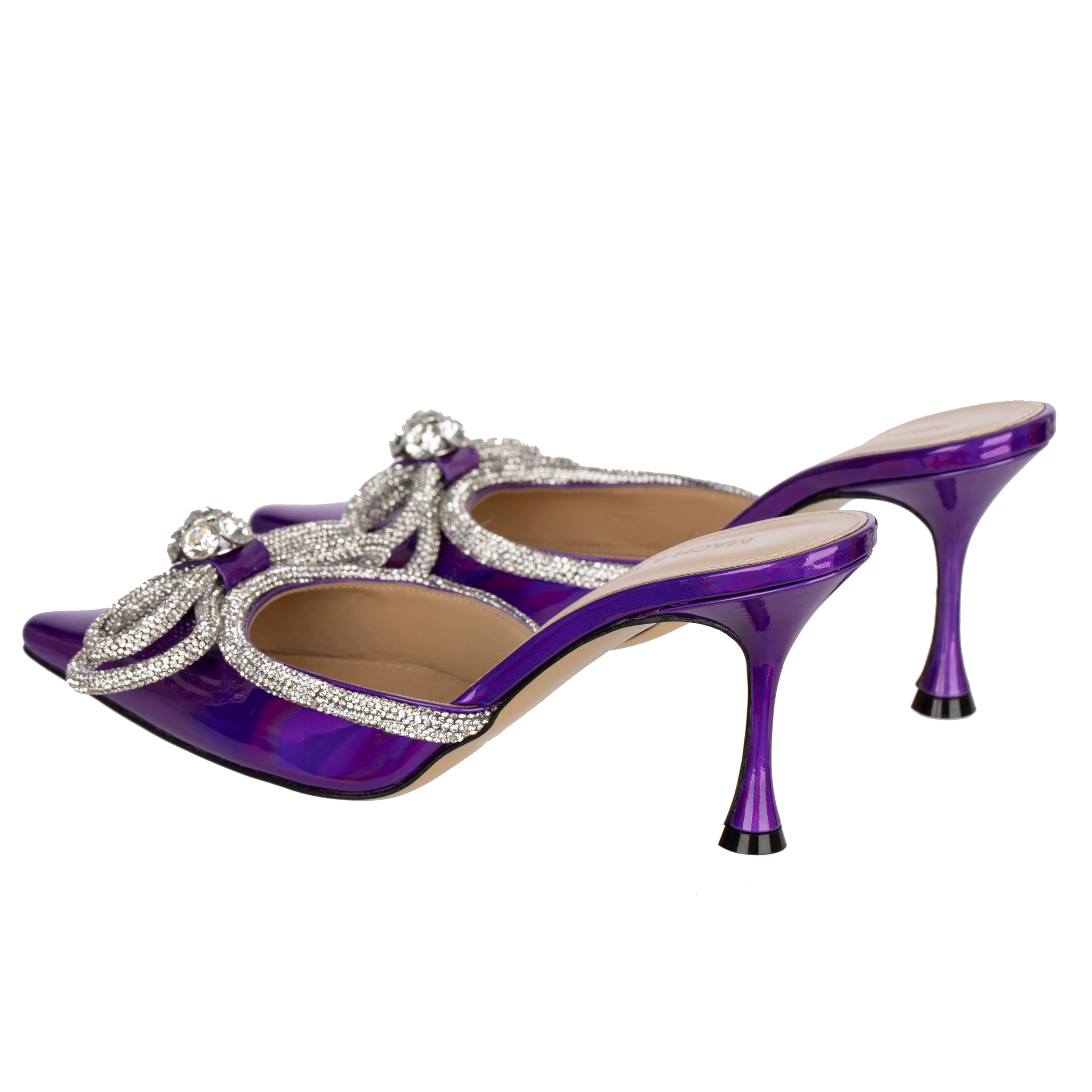 Mach & Mach Kitten Heel Iridescent Purple With Crystal Details 38