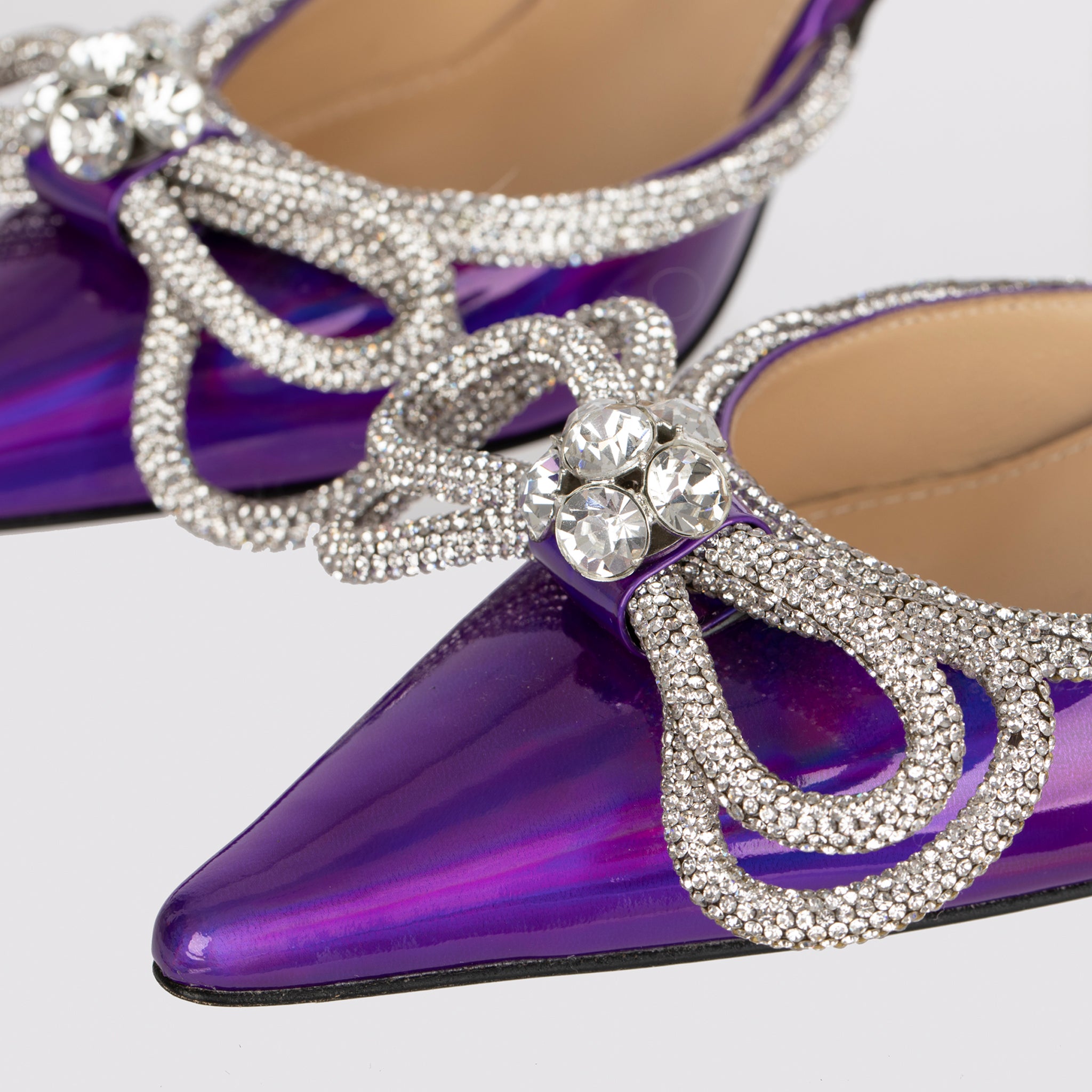 Mach & Mach Kitten Heel Iridescent Purple With Crystal Details 38