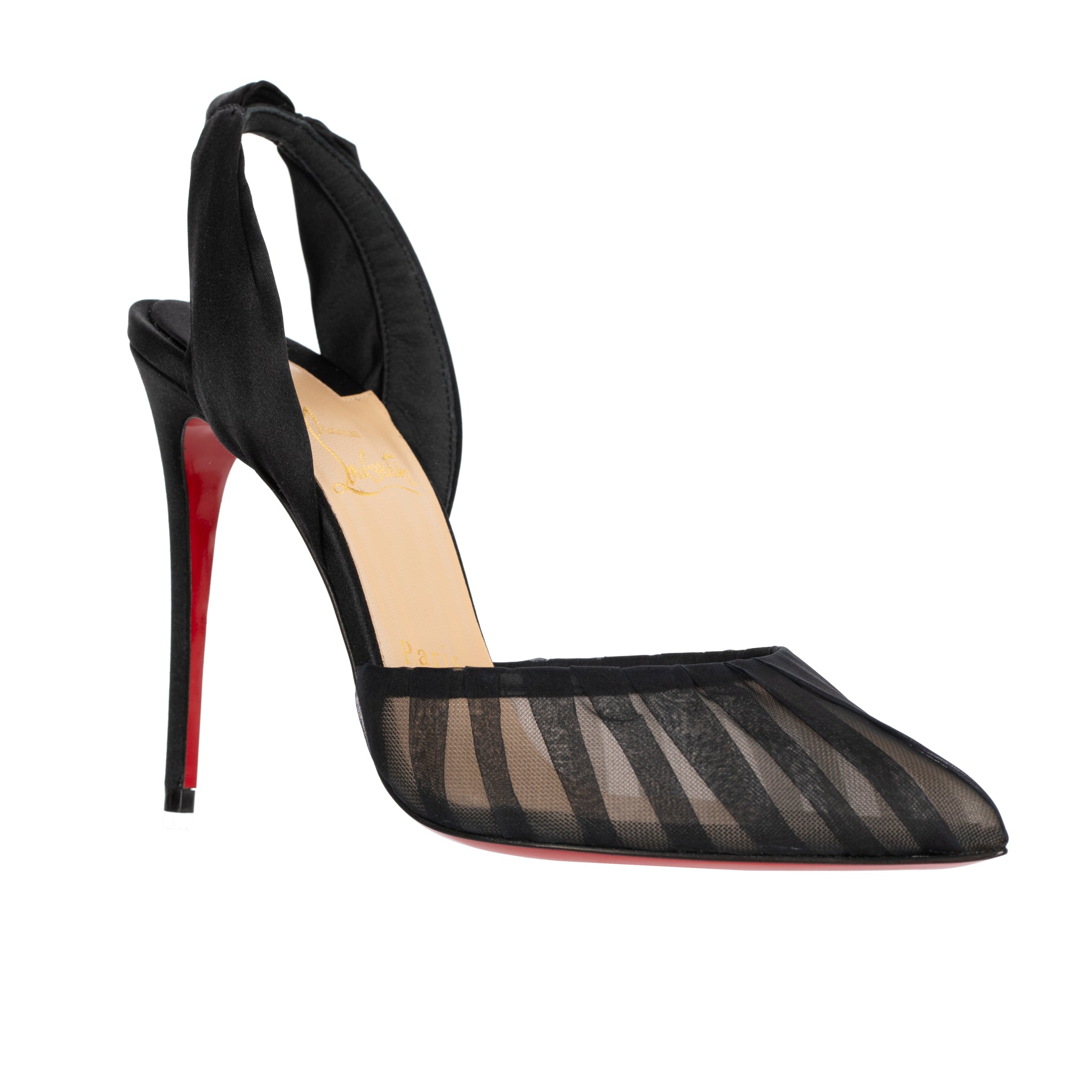 Christian Louboutin Black Slingback Mesh Pumps 37.5