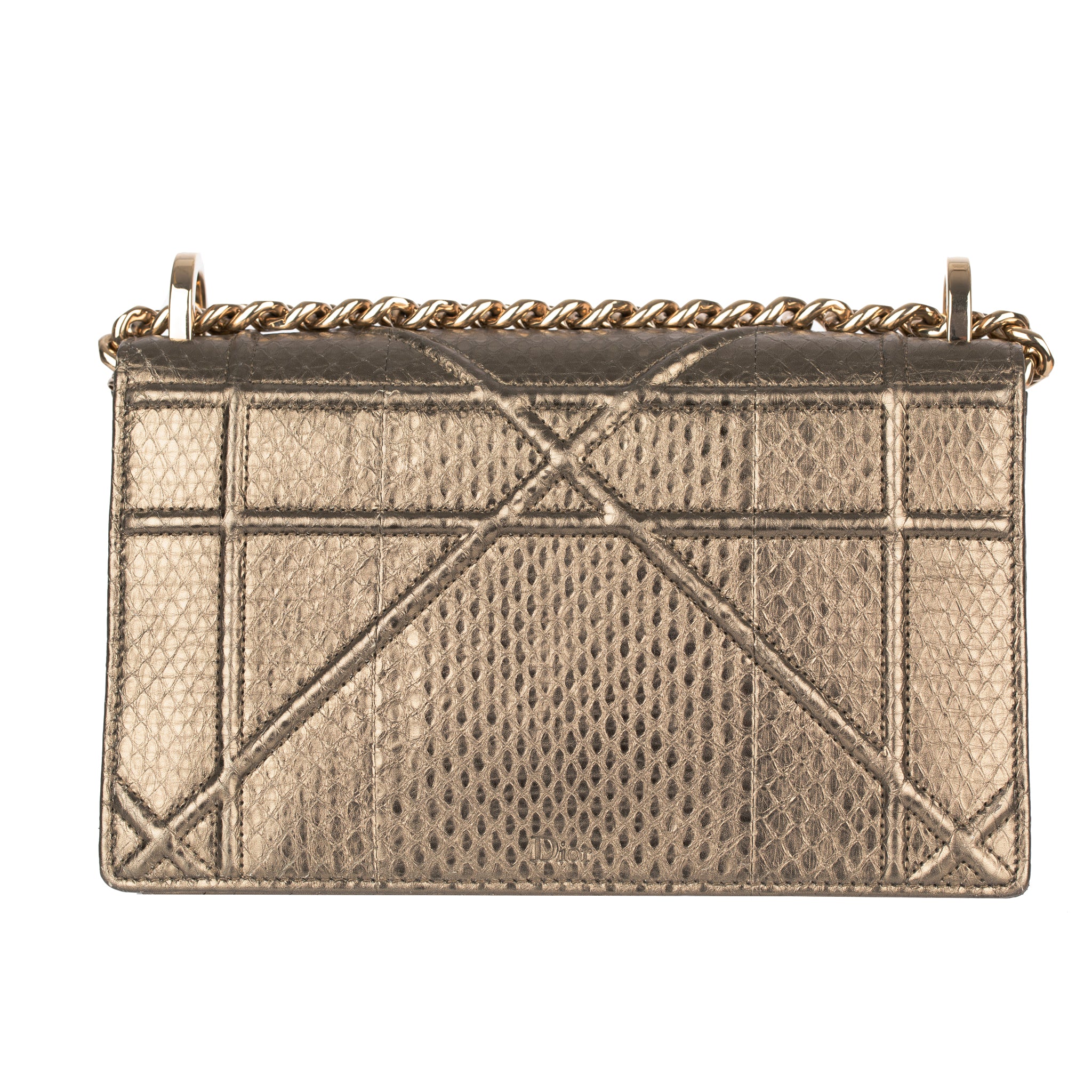 Christian Dior Metallic Bronze Python Leather Diorama With  Gold Tone Hardware