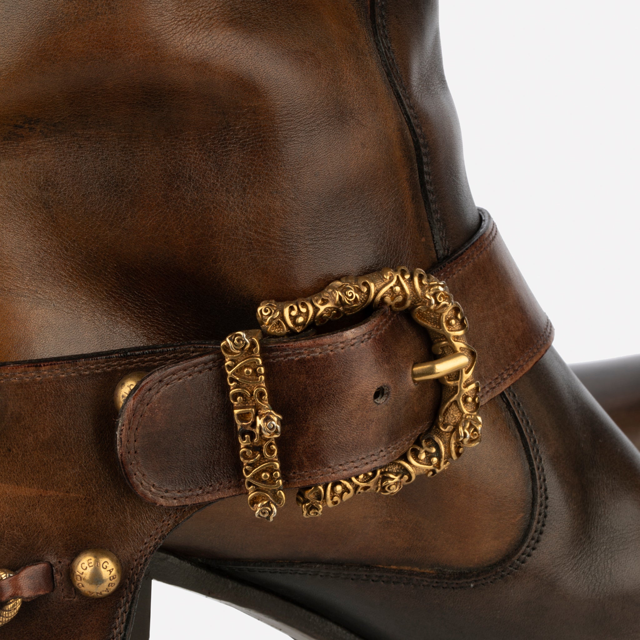 Dolce & Gabbana Brown Leather Cowboy Boots 39 IT