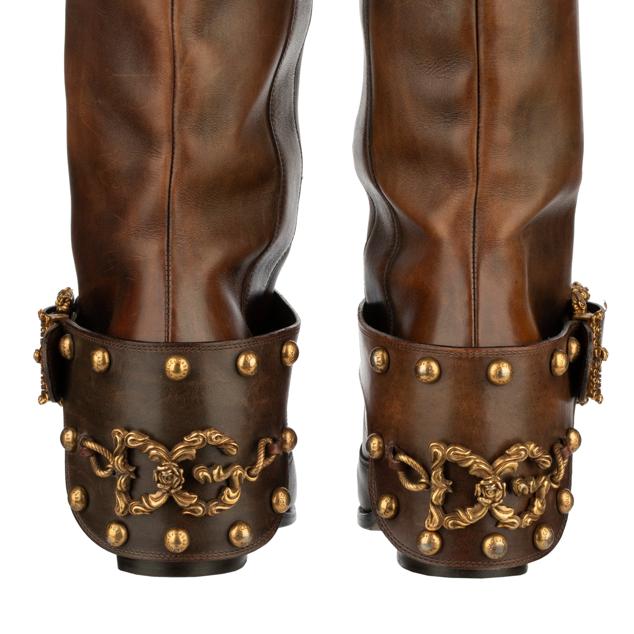 Dolce & Gabbana Brown Leather Cowboy Boots 39 IT