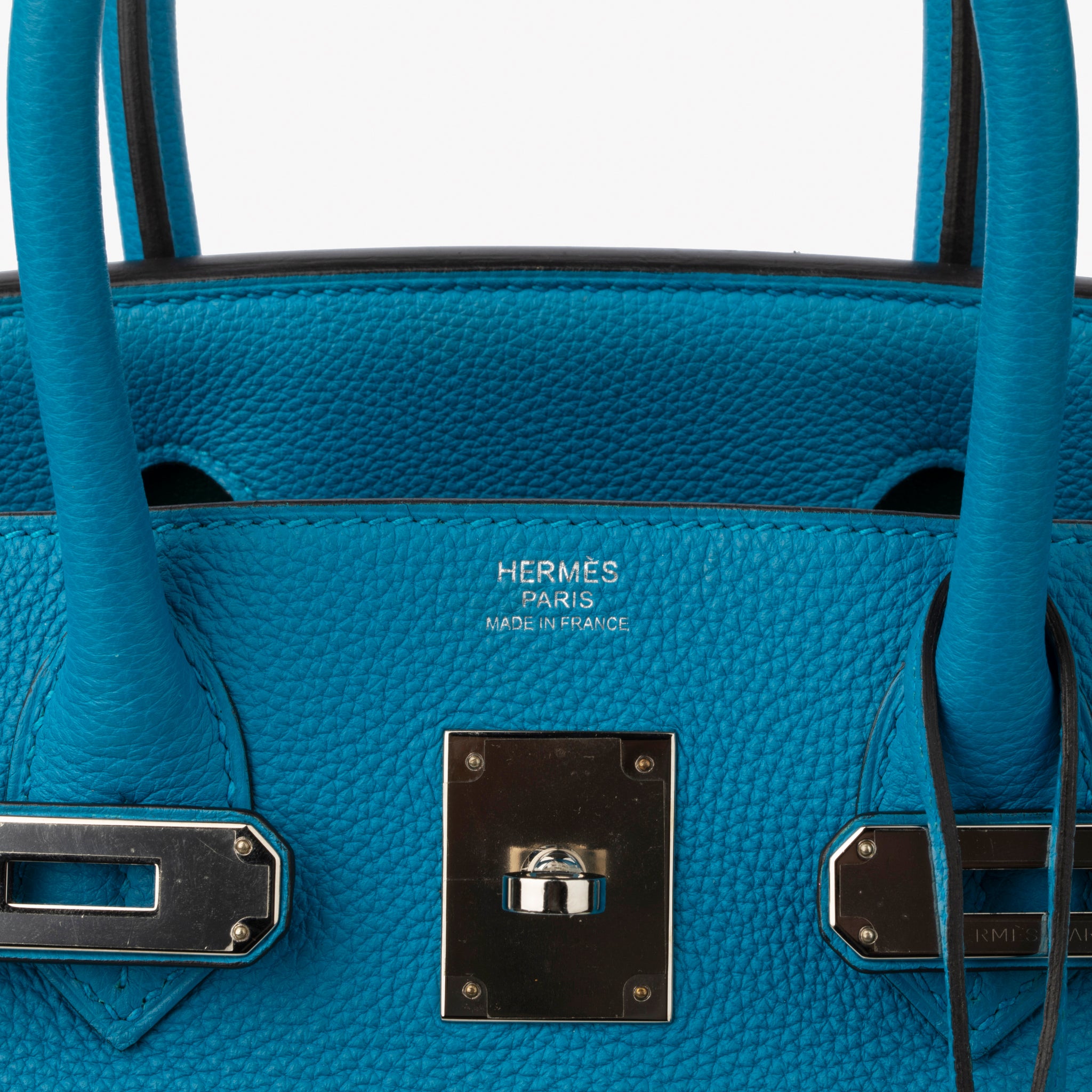 Hermes Birkin 30cm Verso Blue Zanzibar & Malachite Togo Leather Palladium Hardware