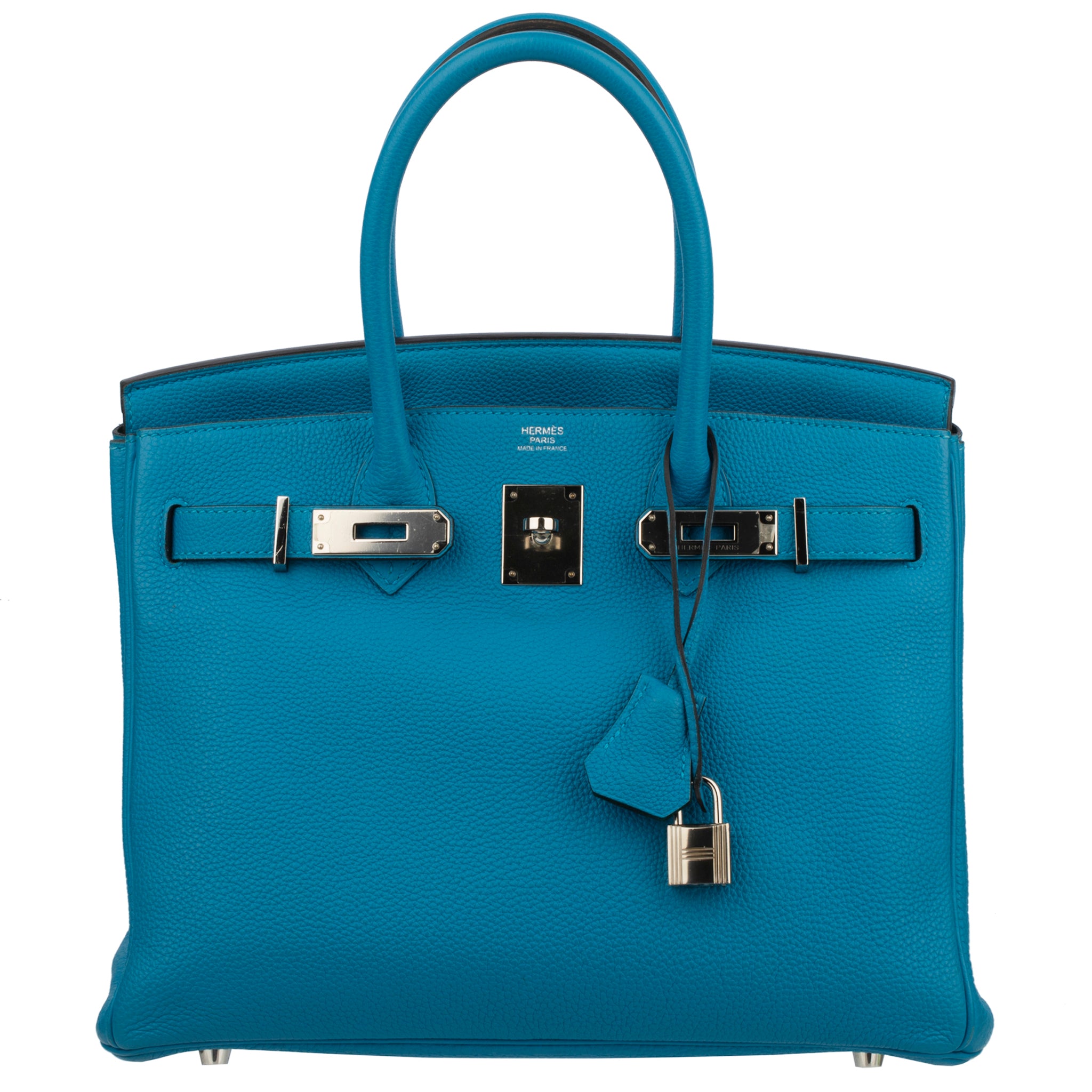 Hermes Birkin 30cm Verso Blue Zanzibar & Malachite Togo Leather Palladium Hardware