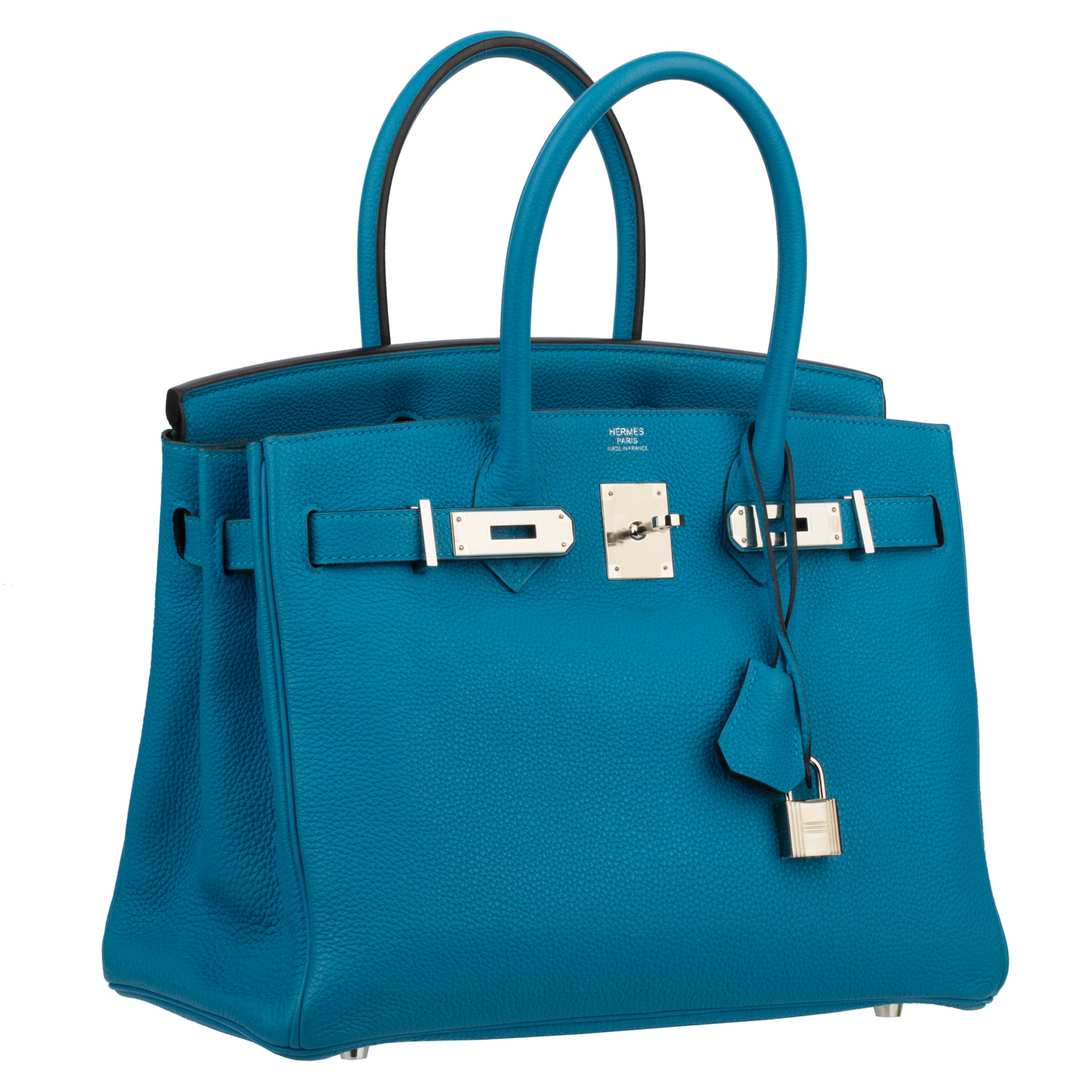 Hermes Birkin 30cm Verso Blue Zanzibar & Malachite Togo Leather Palladium Hardware