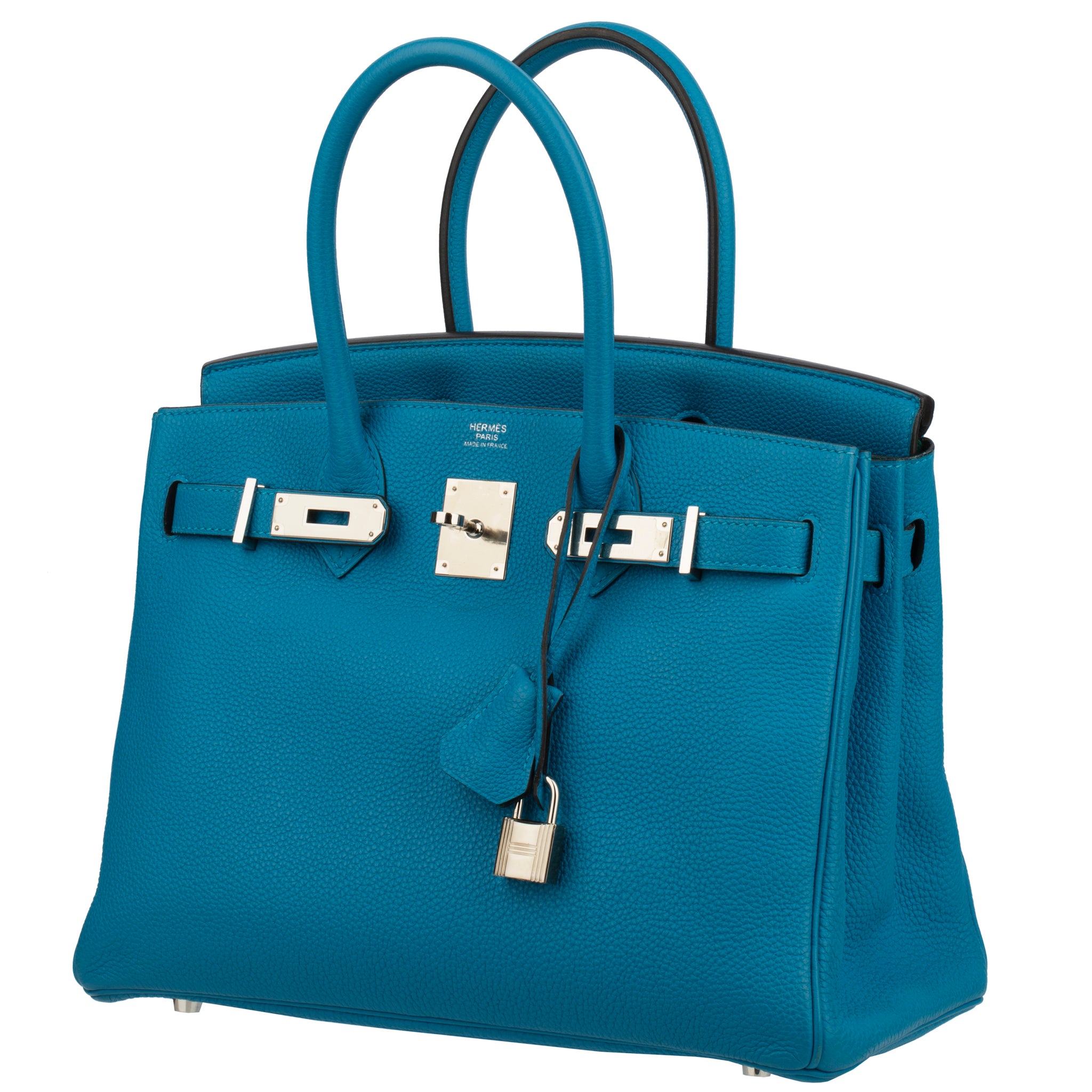 Hermes Birkin 30cm Verso Blue Zanzibar & Malachite Togo Leather Palladium Hardware