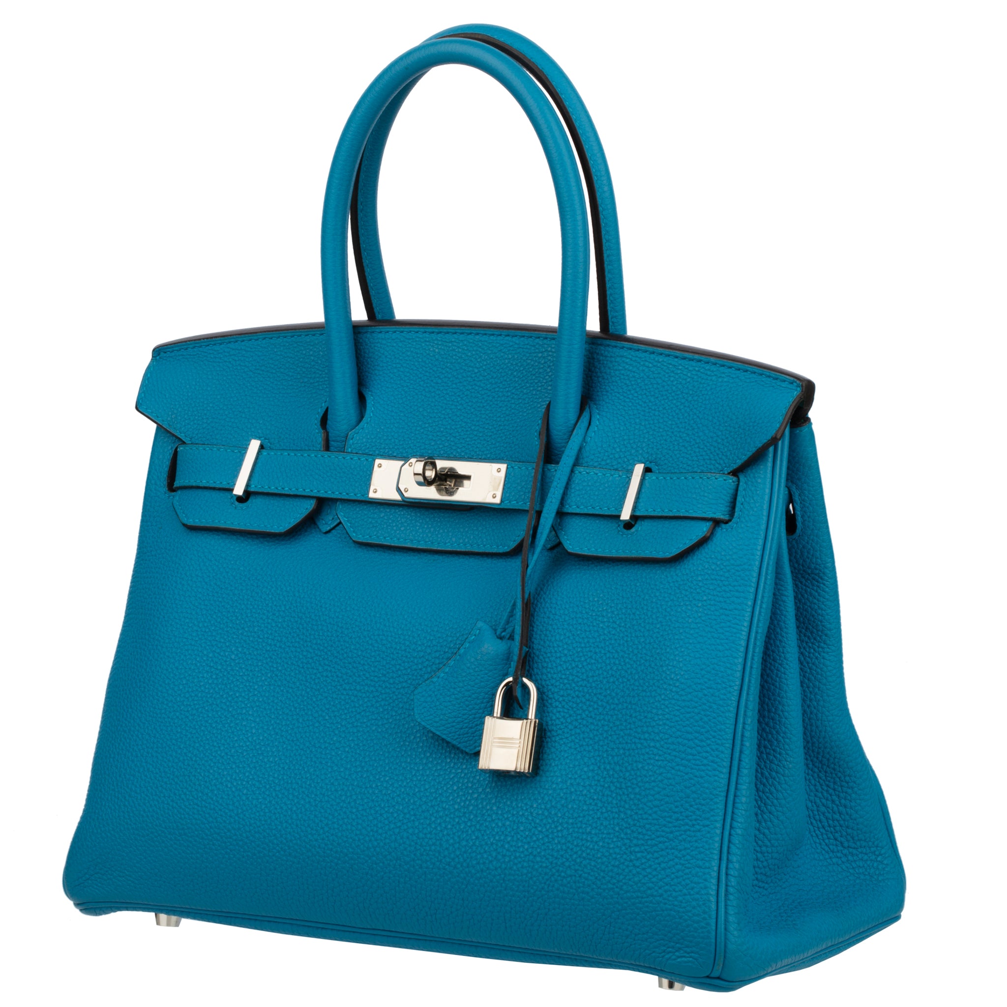 Hermes Birkin 30cm Verso Blue Zanzibar & Malachite Togo Leather Palladium Hardware