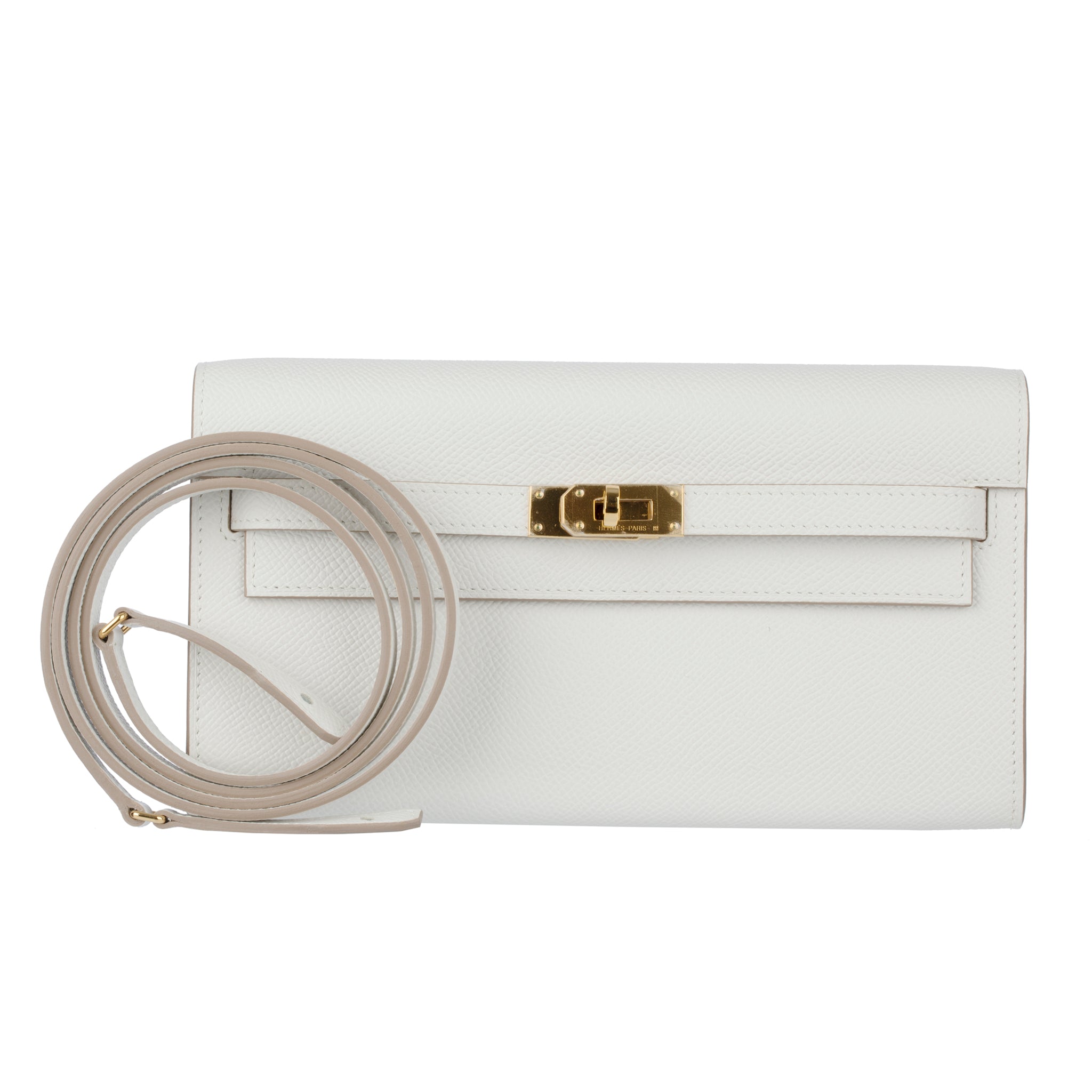 Hermes Kelly-To-Go Gris Pale Epsom Leather Gold Hardware