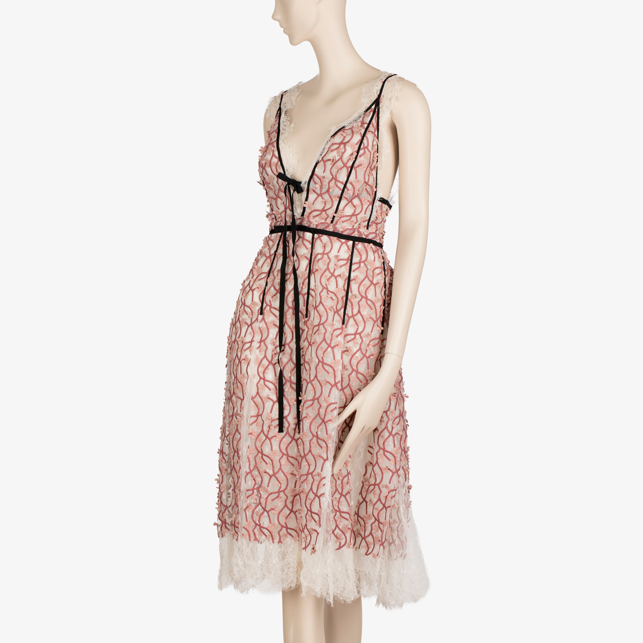 Giambattista Valli Pink Embroidered Lace Midi Dress – Size 44 IT