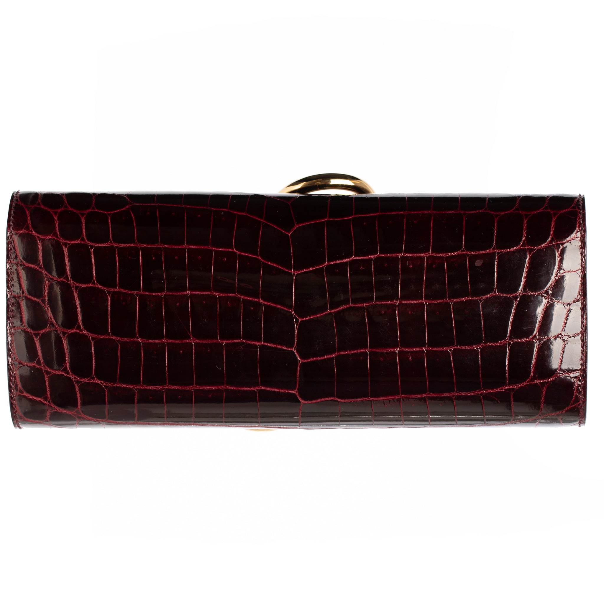 Hermes Egee Clutch Bordeaux Shiny Niloticus Crocodile Gold Hardware