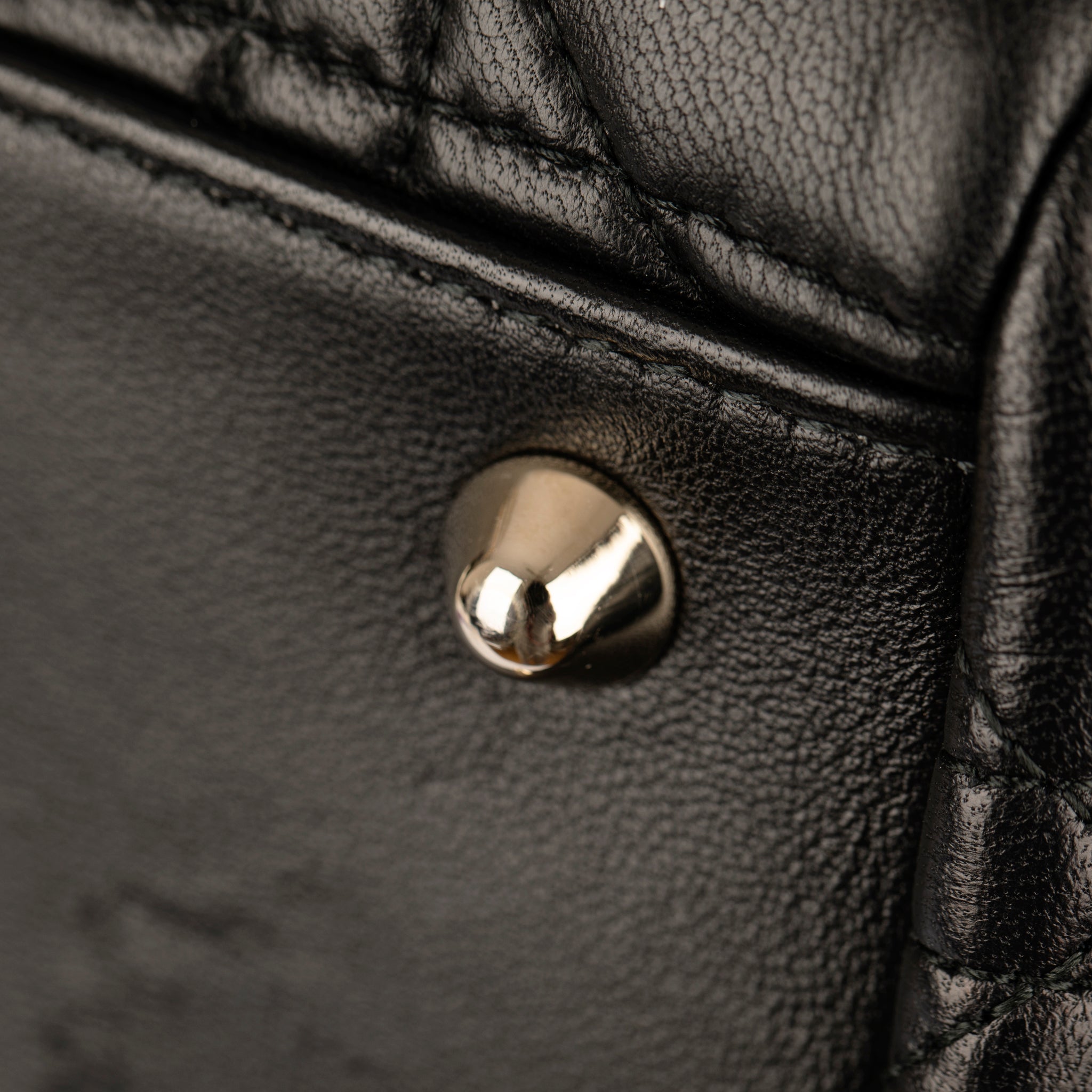 Christian Dior Black Quilted Lambskin Cannage Tote Champagne Tone Hardware