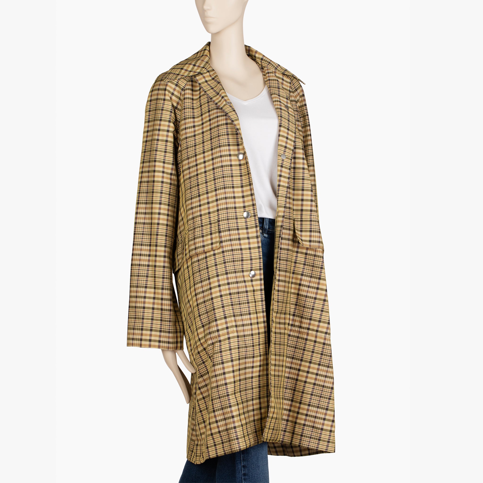 Céline Oversized Plaid Coat with Snap Closures - Size 40