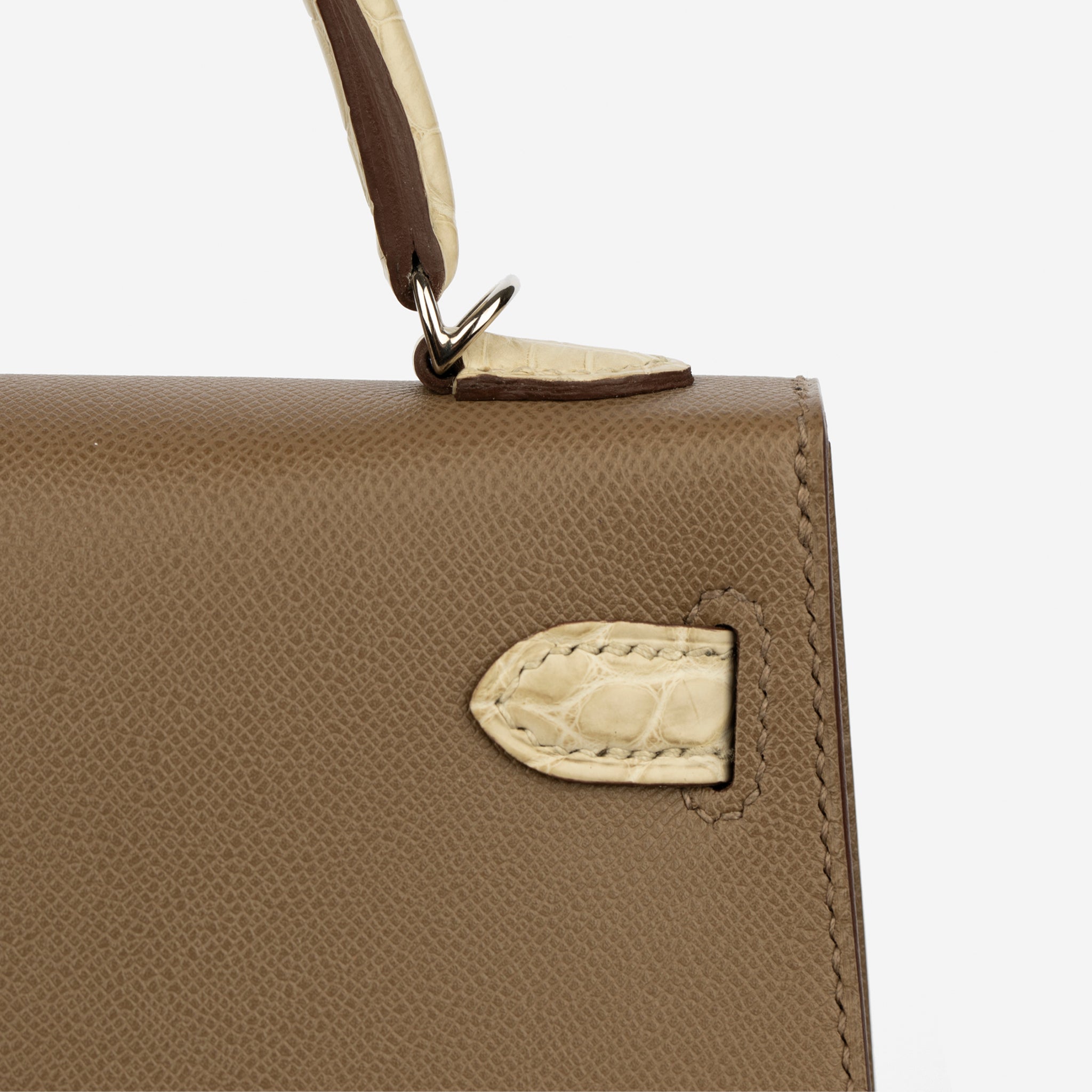 Hermes Mini Kelly II Touch Etoupe and Beton Veau Madame Palladium Hardware