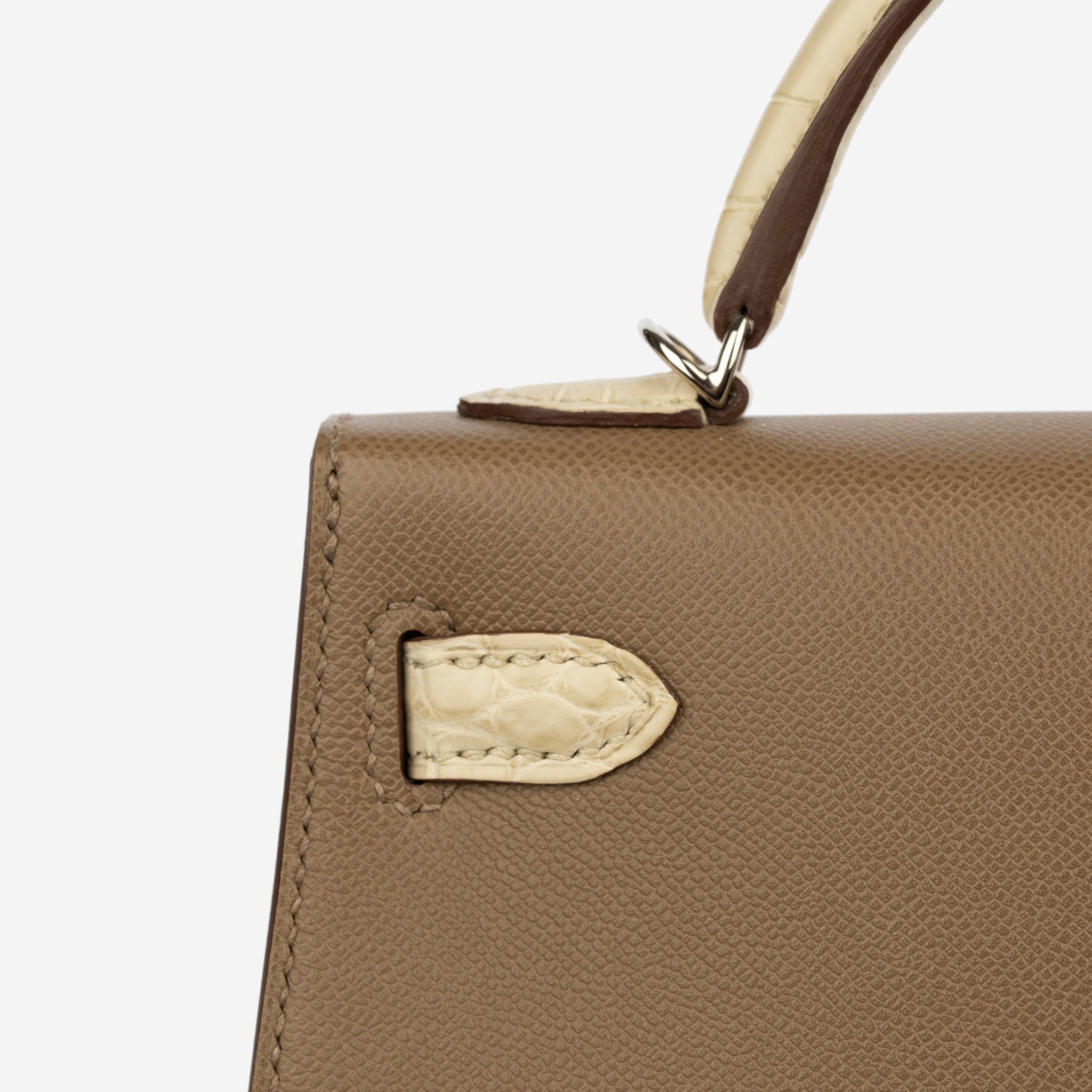 Hermes Mini Kelly II Touch Etoupe and Beton Veau Madame Palladium Hardware