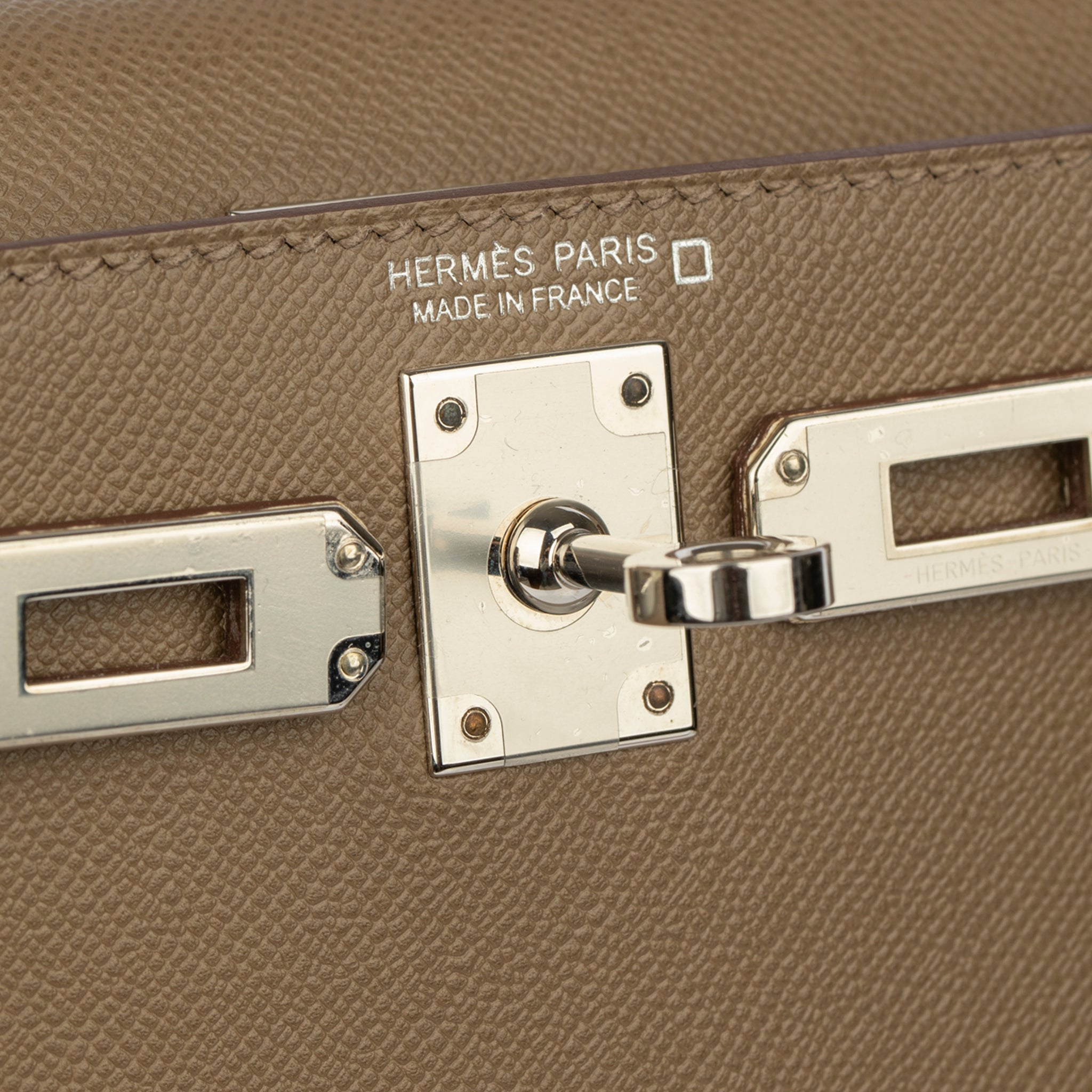 Hermes Mini Kelly II Touch Etoupe and Beton Veau Madame Palladium Hardware