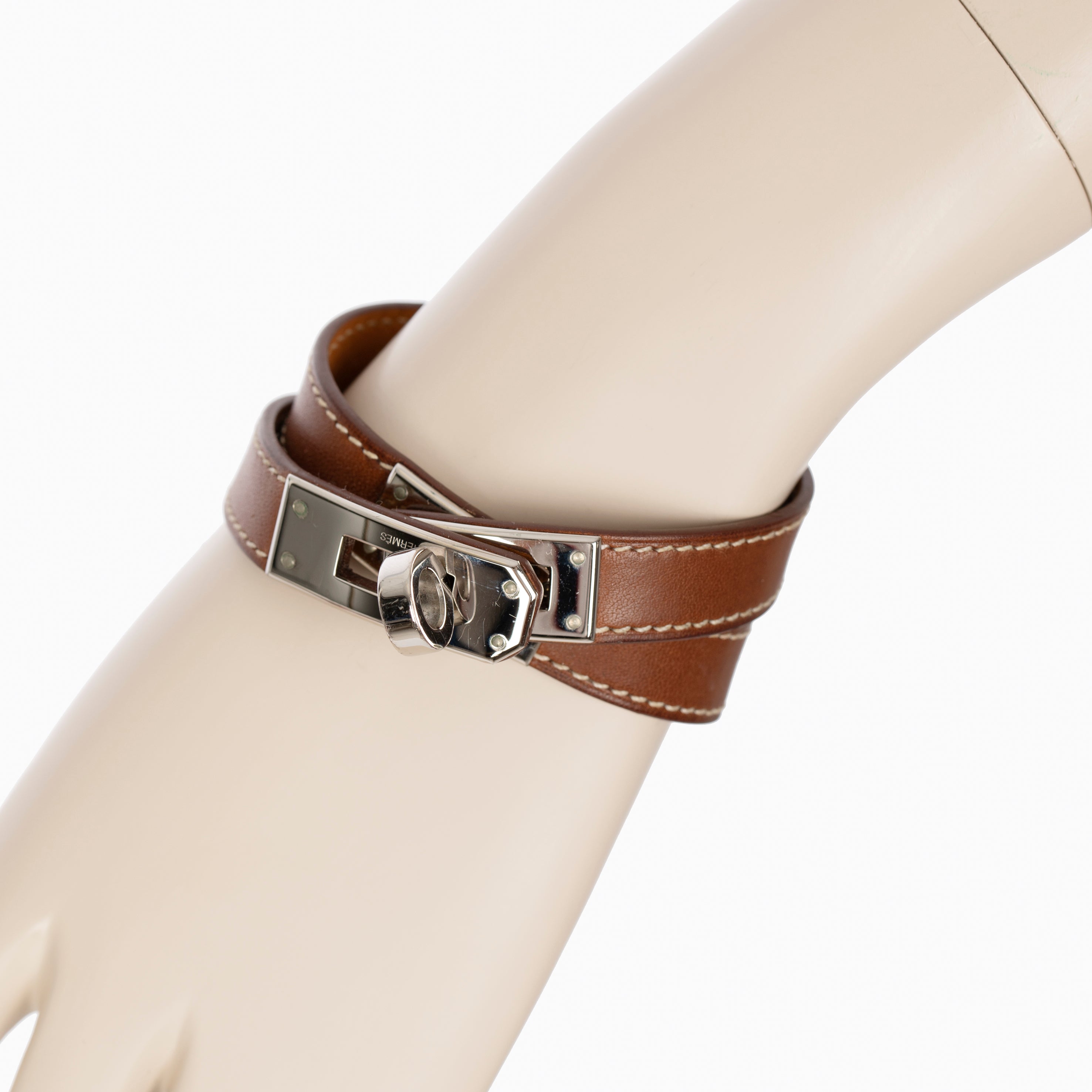 Hermes Kelly Double Tour Bracelet In Gold Swift Leather