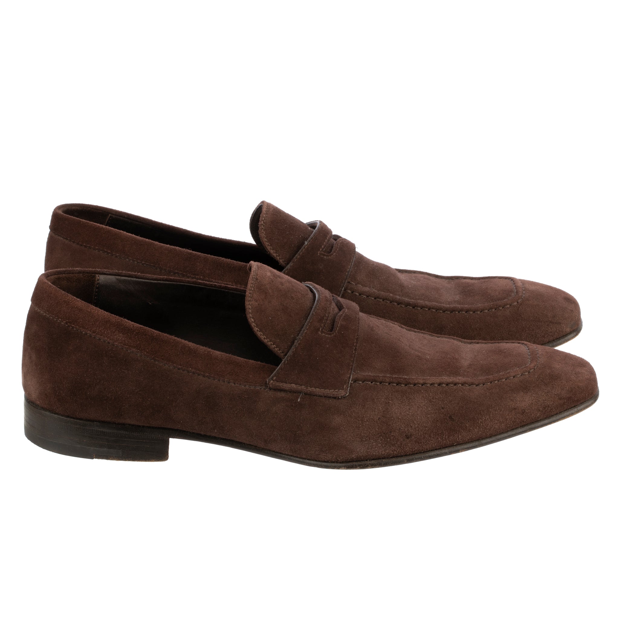 Zegna Dark Brown Suede Loafers 8 US