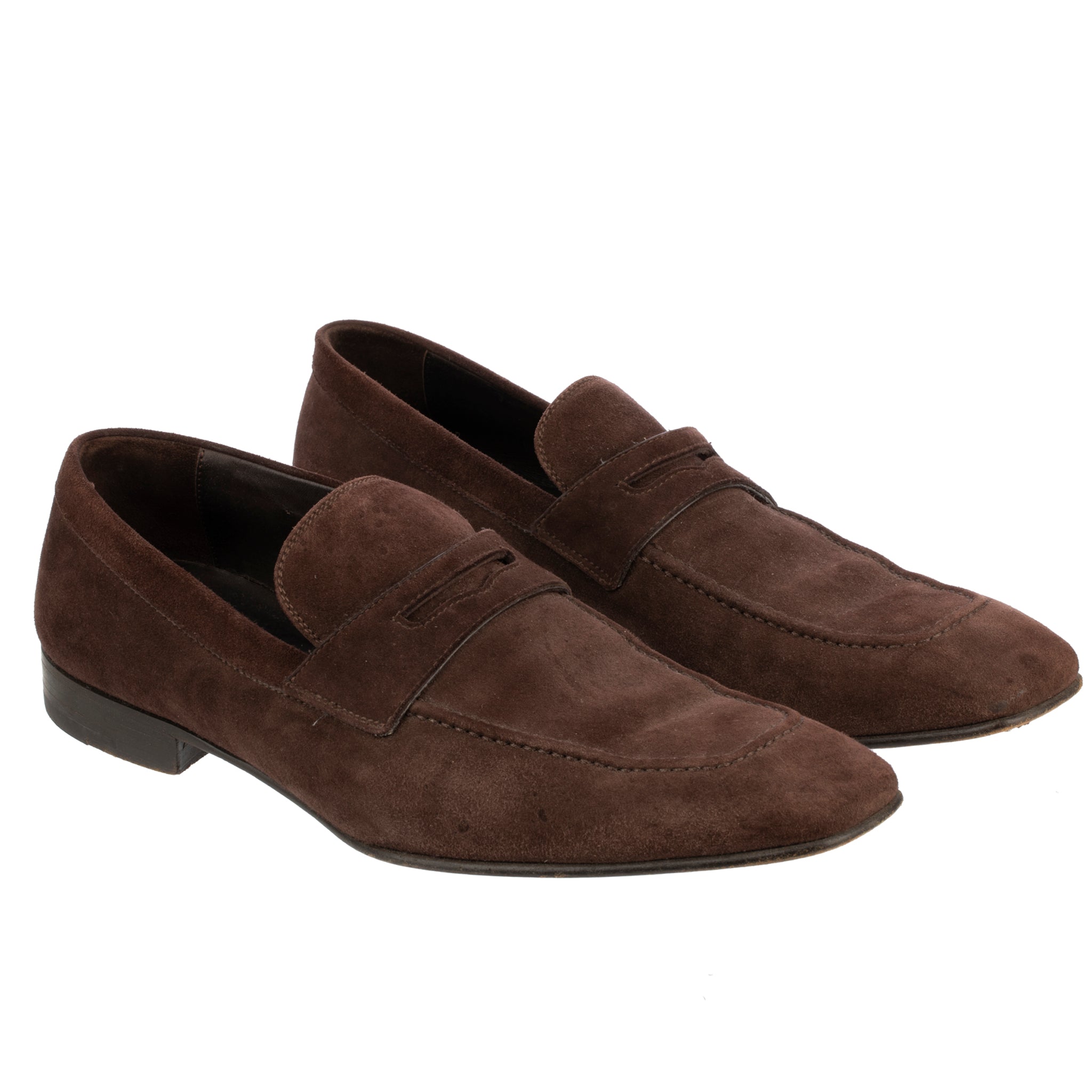 Zegna Dark Brown Suede Loafers 8 US