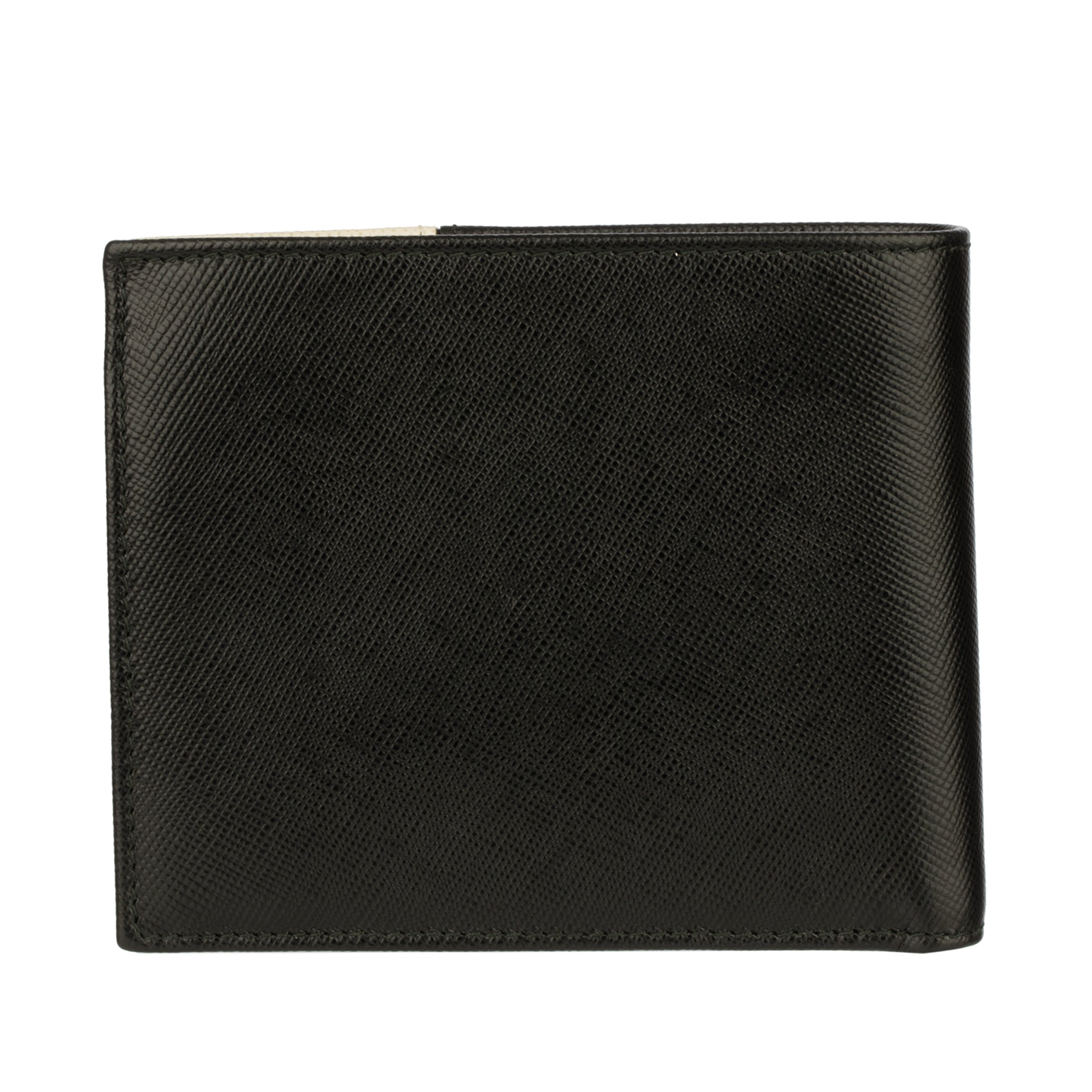 Prada Mens Bi-Fold Black & Grey Saffiano Leather Wallet