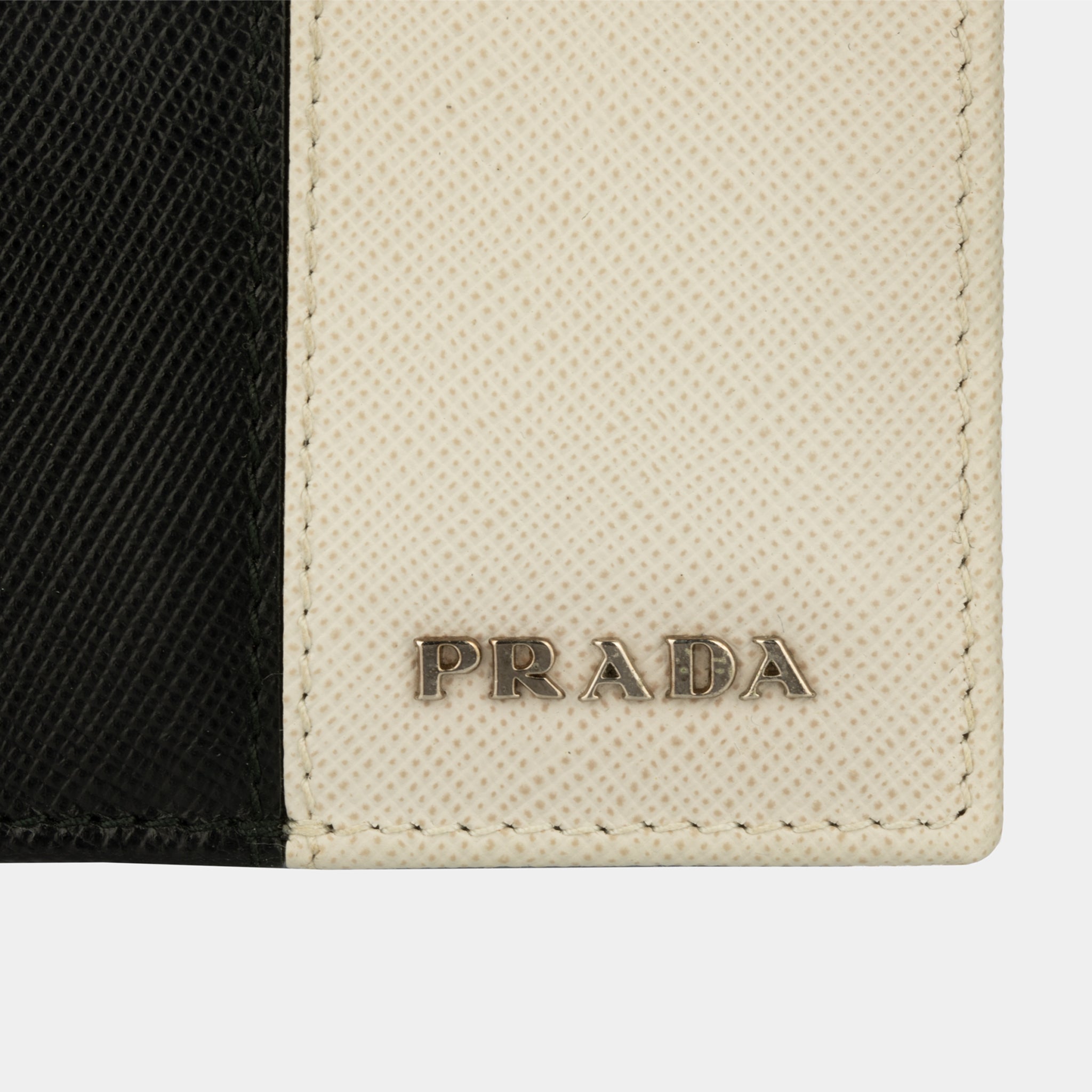 Prada Mens Bi-Fold Black & Grey Saffiano Leather Wallet