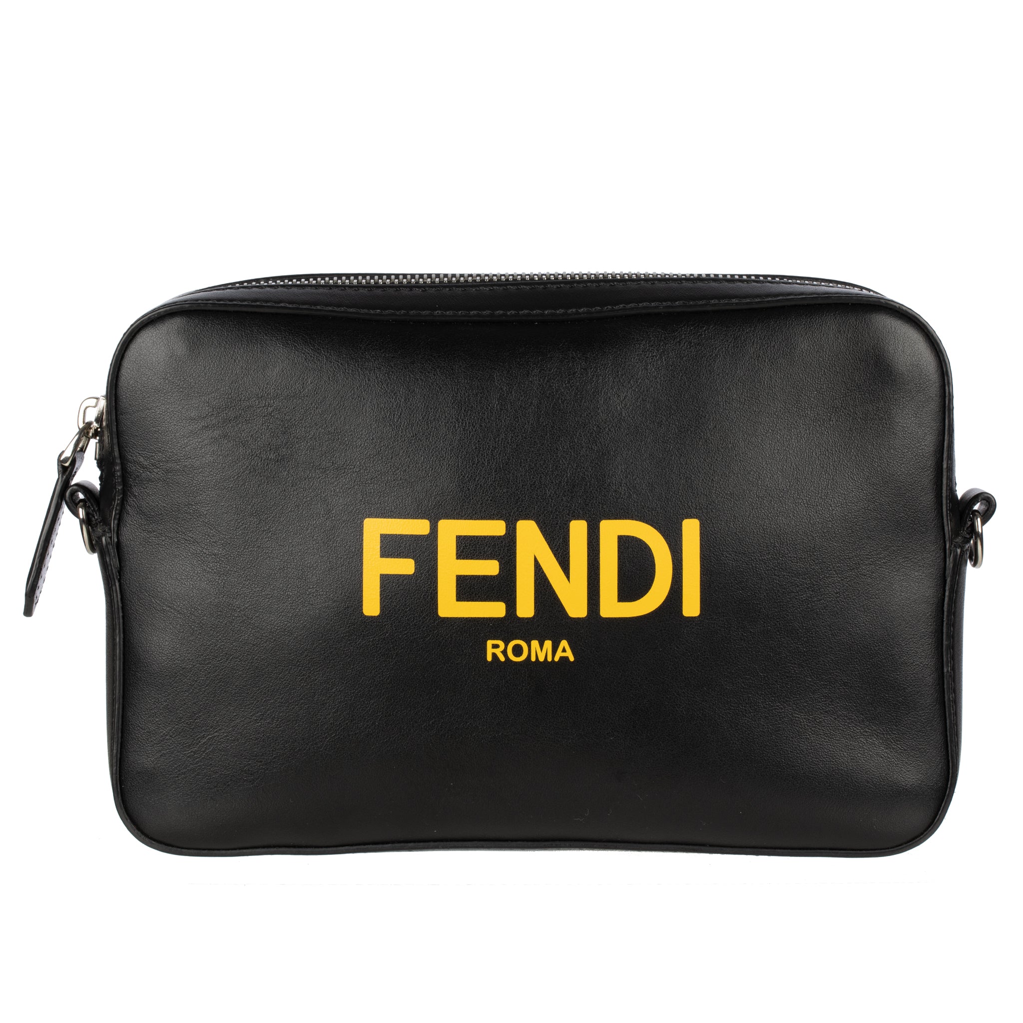 Peekaboo Fendi Black Calfskin & Sunflower Logo Mini Camera Bag