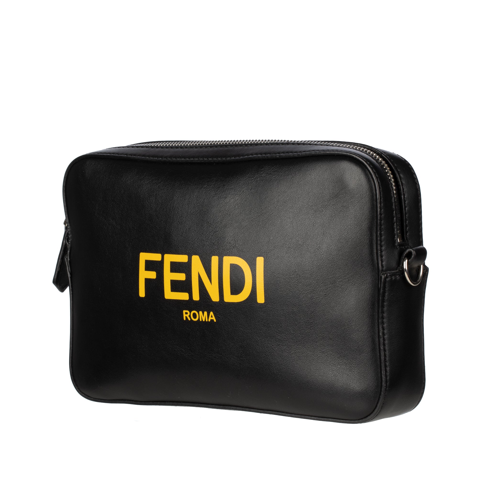 Peekaboo Fendi Black Calfskin & Sunflower Logo Mini Camera Bag