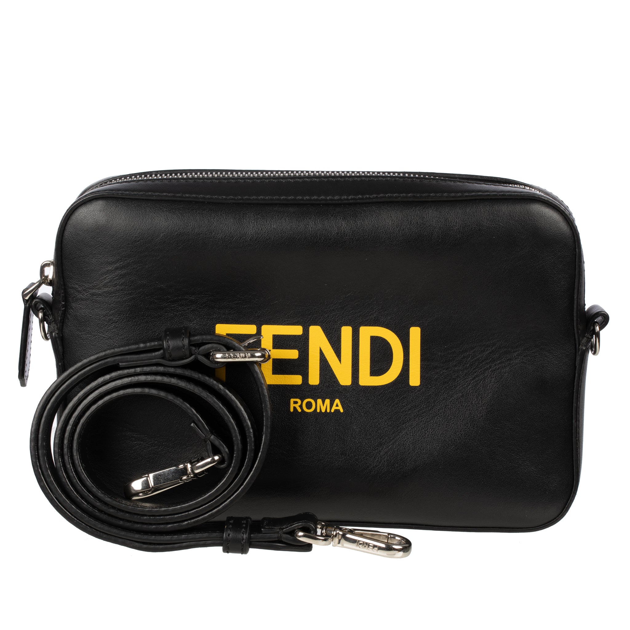 Peekaboo Fendi Black Calfskin & Sunflower Logo Mini Camera Bag