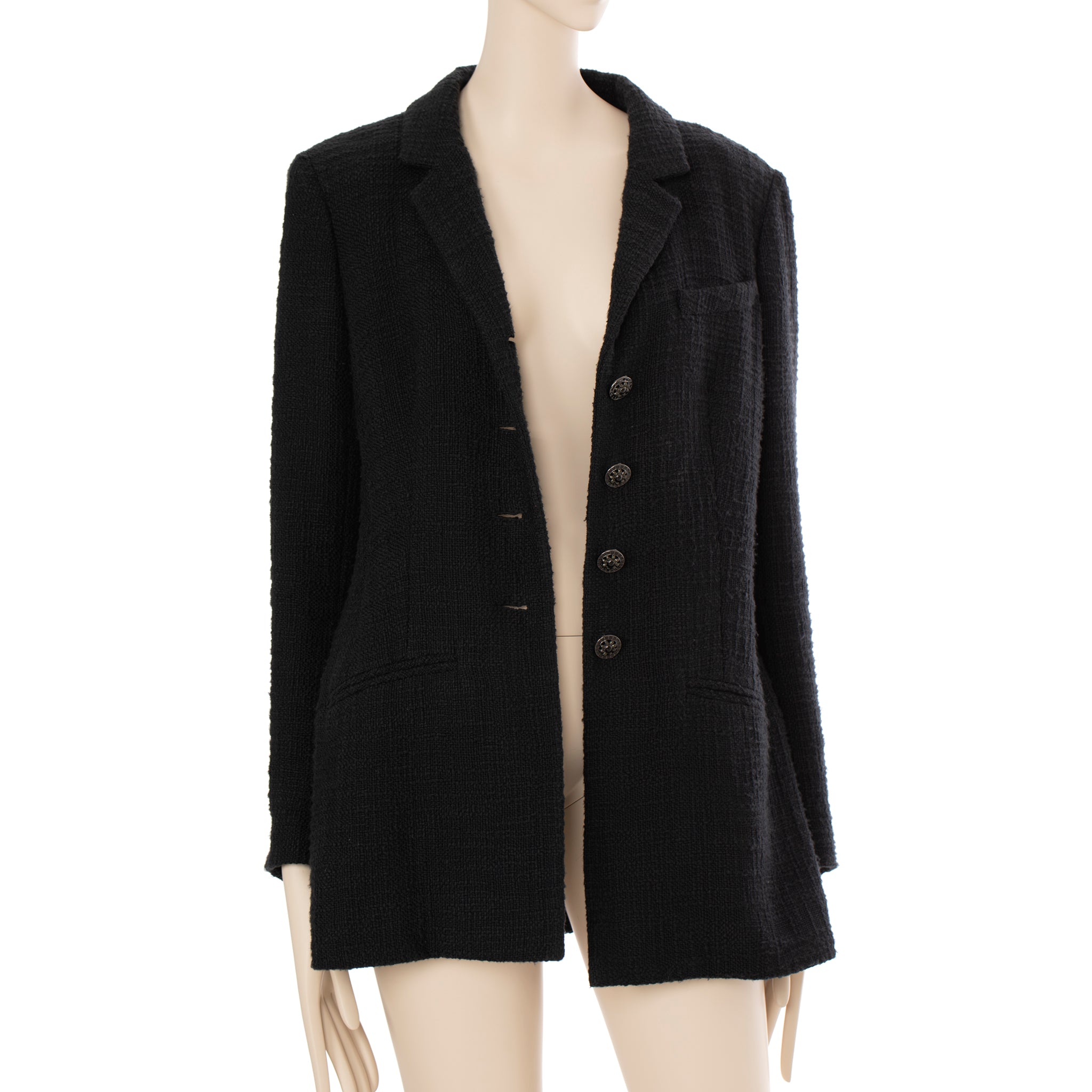 Chanel Black Tweed Blazer 42 FR